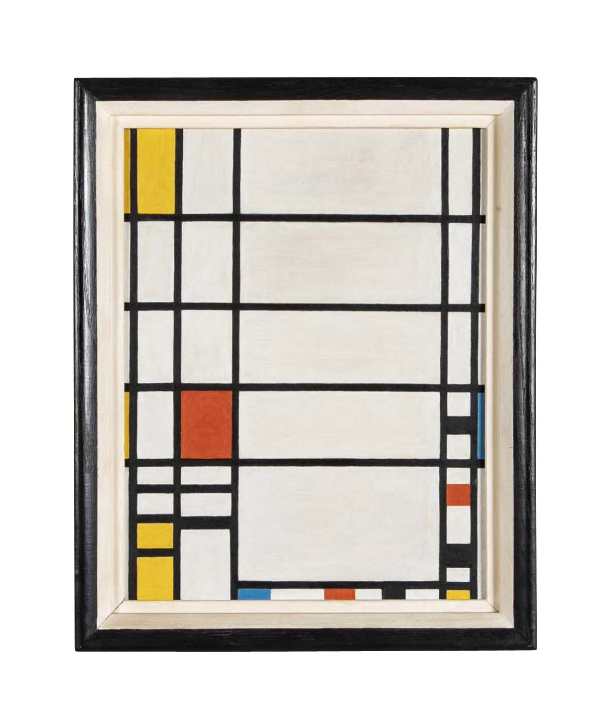Mid-Century Unsigned Oil on Board Inspired by Mondrian