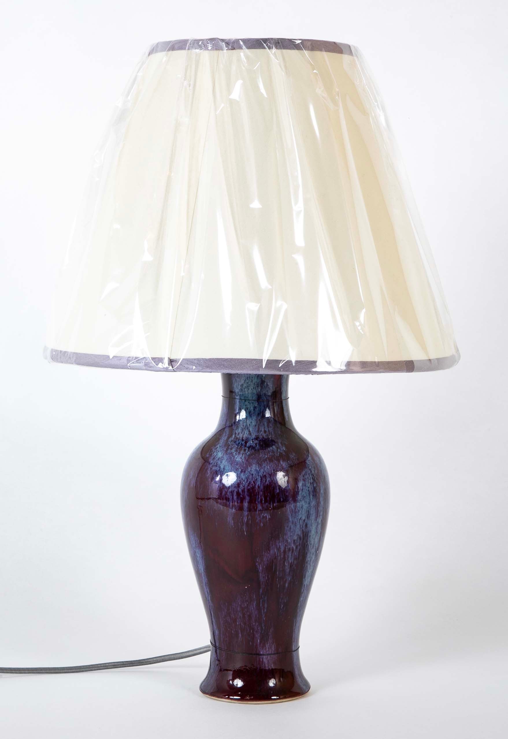 A Pair of Fine Flambe Marked Porcelain Vases now Lamps