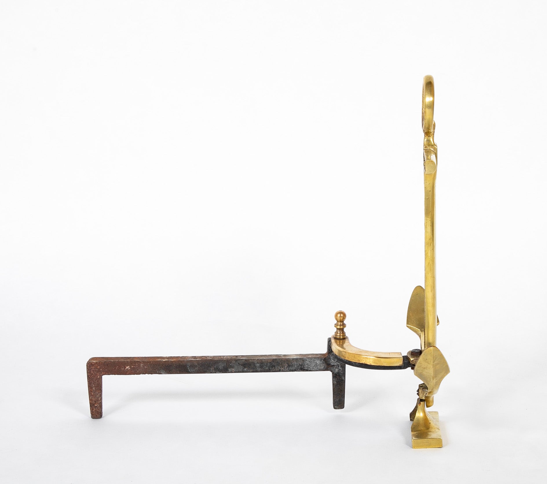 A Pair of Vintage Brass Anchor Form Andirons