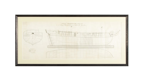 Original Early 19th Century Ship Plan for 18 Gun Navy Brig of War