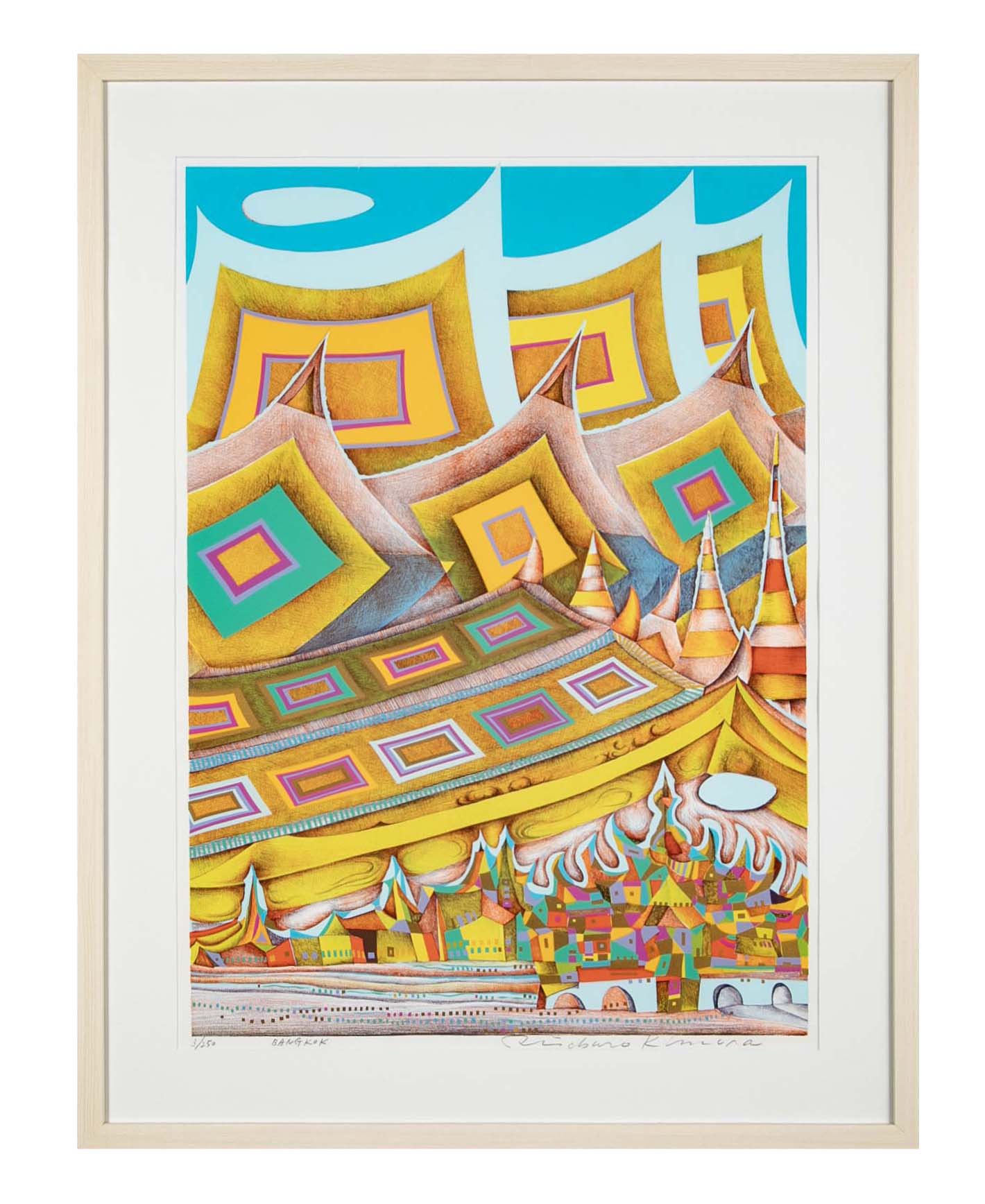 "Bangkok" Original Print by Japanese Artist Risaburo Kimura