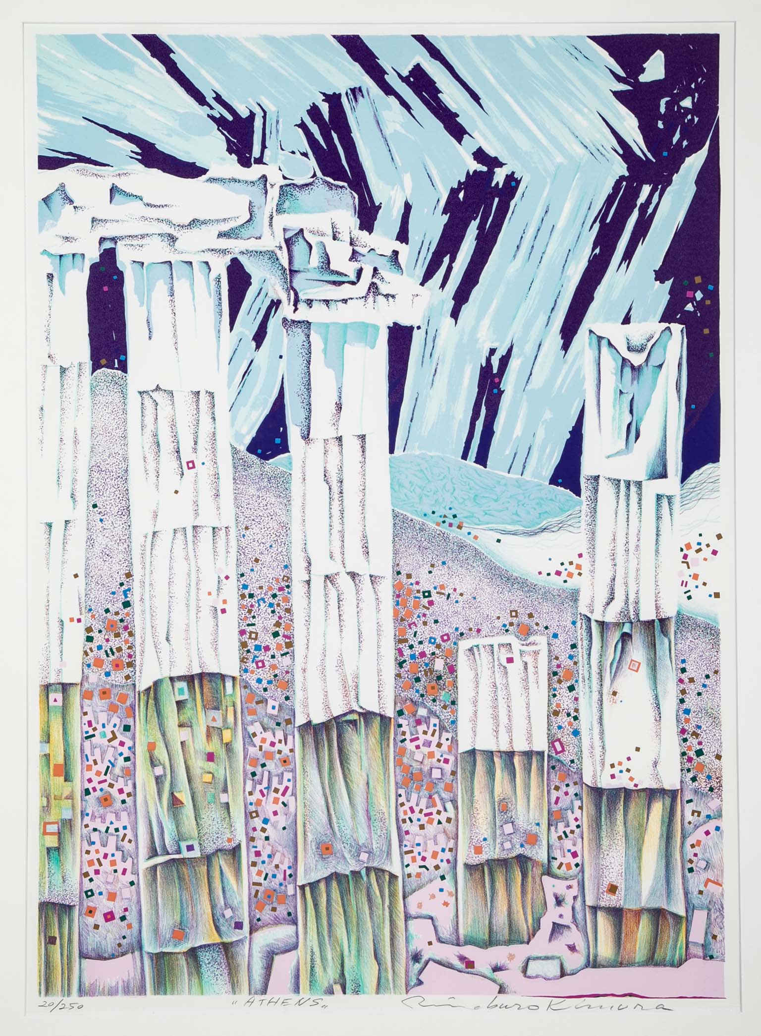 "Athens" Original Print by Japanese Artist Risaburo Kimura