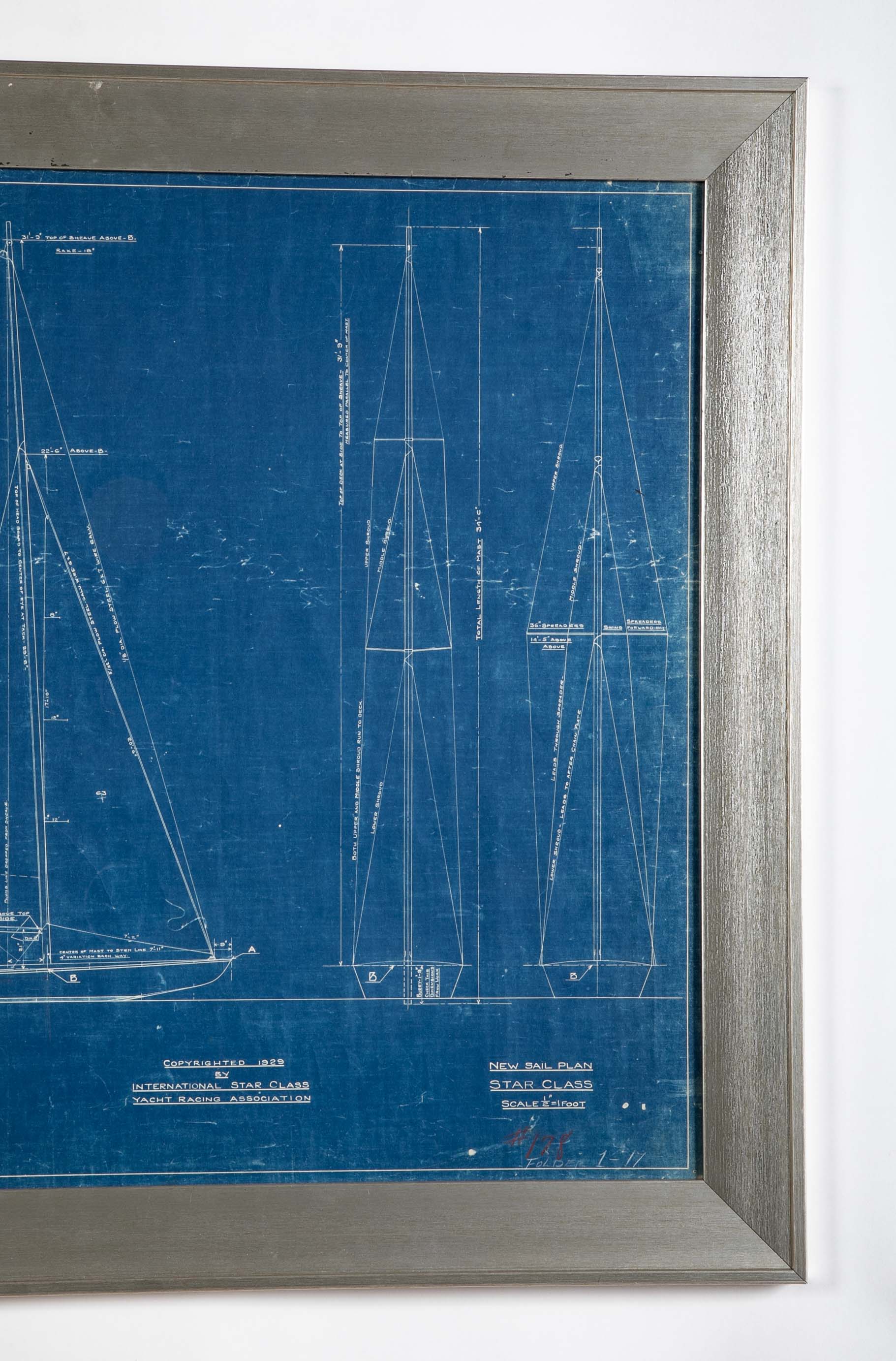 1929 Original Blueprint for International Star Class Racing One Design Sail Boat