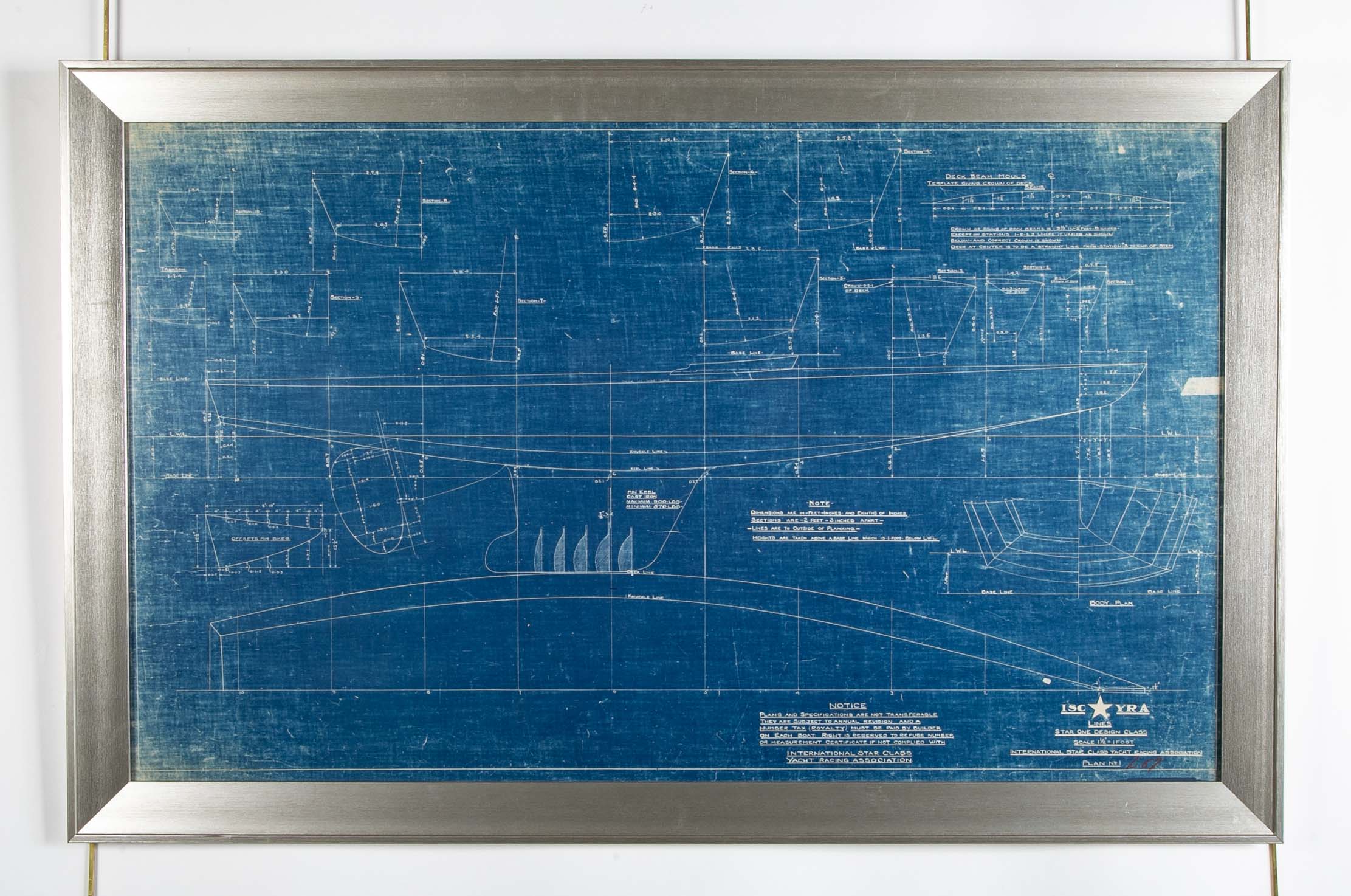 1929 Original Blueprint for International Star Class Racing One Design Sail Boat