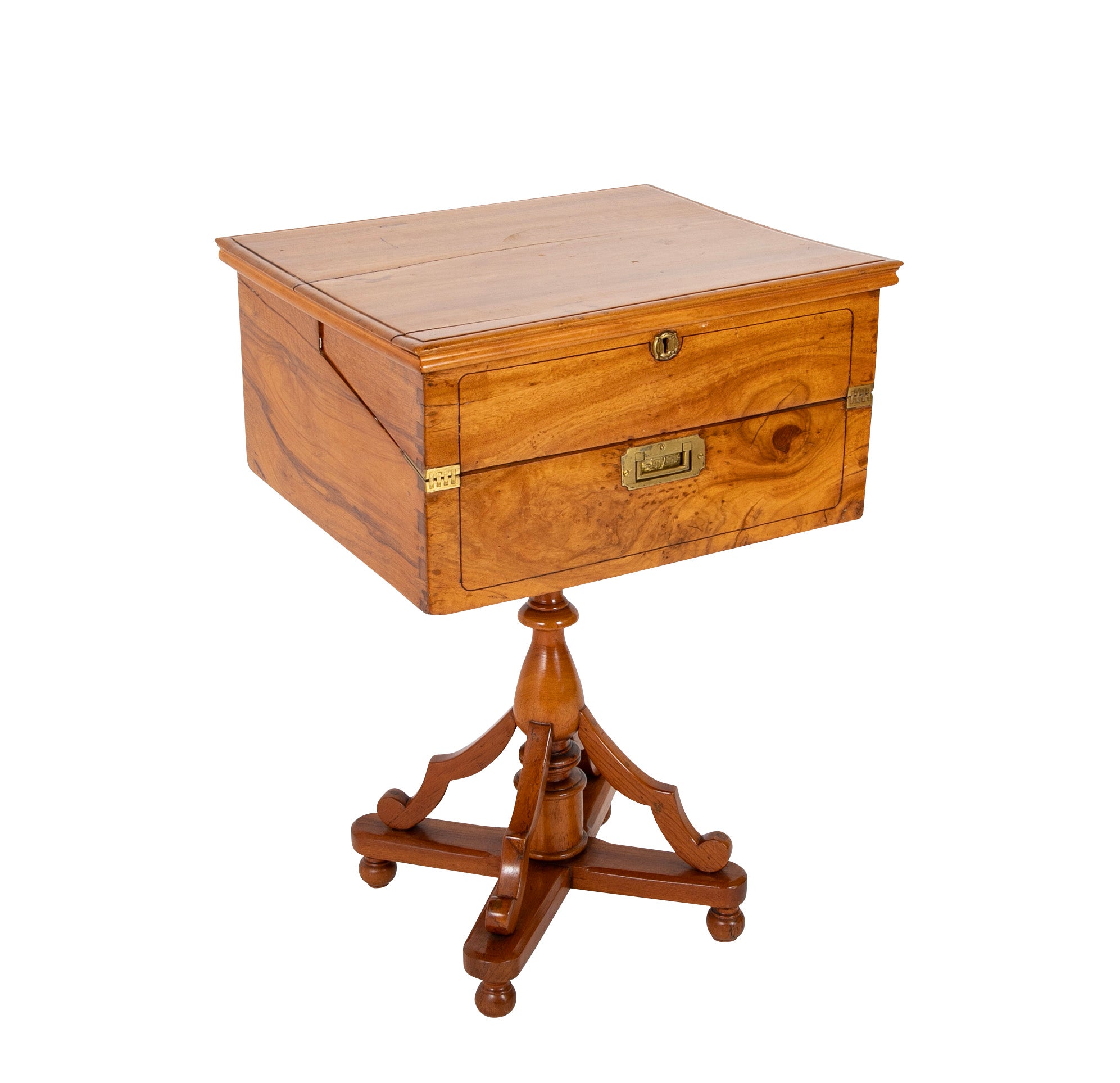 Unusual Mid 19th Century Campaign Desk on Tripod Base