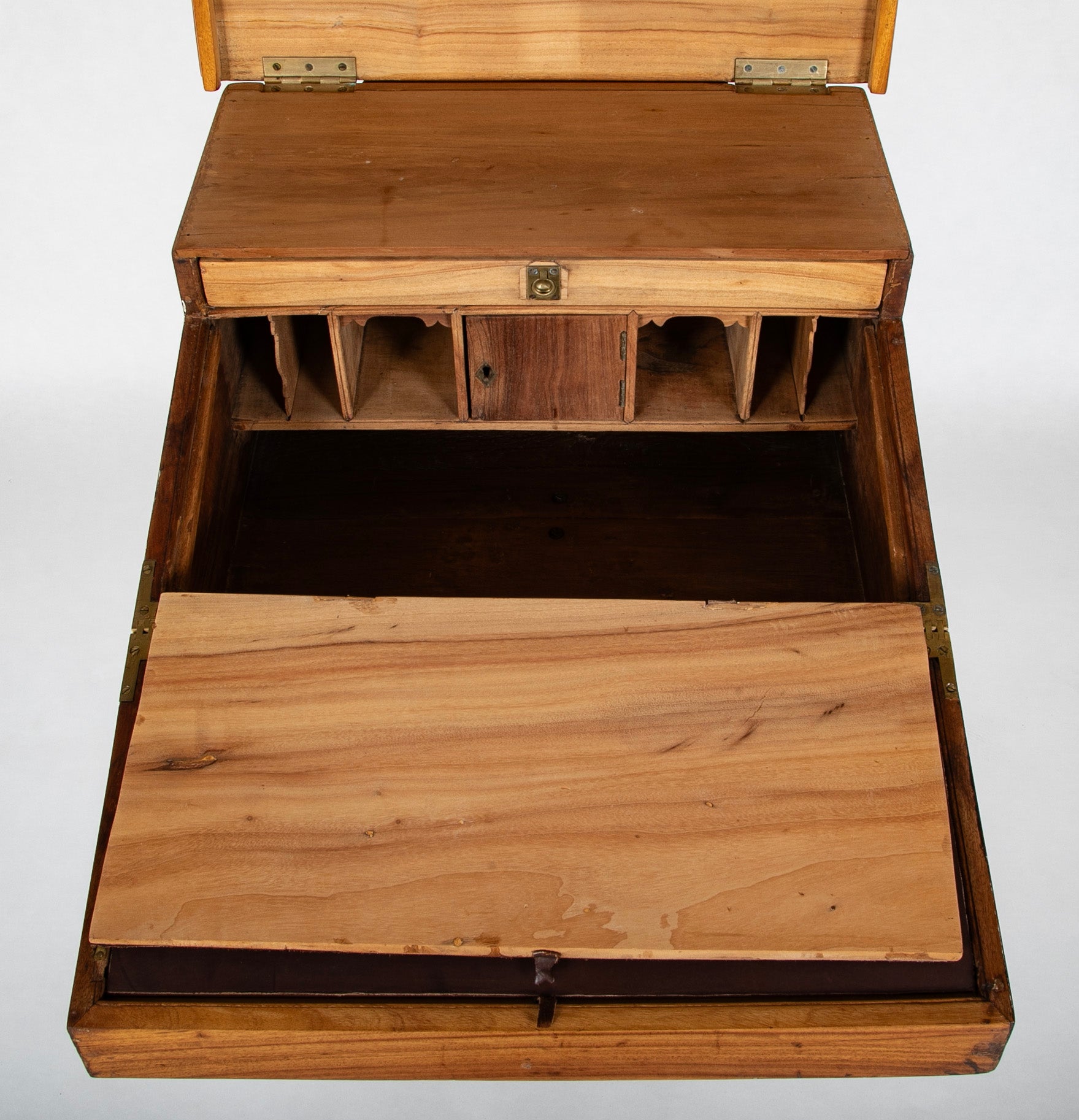 Unusual Mid 19th Century Campaign Desk on Tripod Base