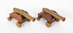 Pair of 19th Century Brass Signal Cannons on Wood Bases