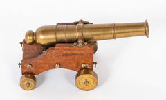Pair of 19th Century Brass Signal Cannons on Wood Bases