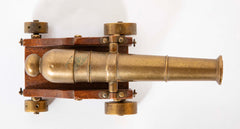 Pair of 19th Century Brass Signal Cannons on Wood Bases