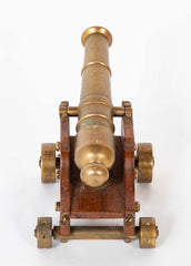 Pair of 19th Century Brass Signal Cannons on Wood Bases