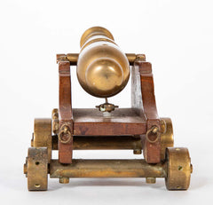 Pair of 19th Century Brass Signal Cannons on Wood Bases
