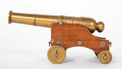 Pair of 19th Century Brass Signal Cannons on Wood Bases