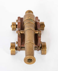 Pair of 19th Century Brass Signal Cannons on Wood Bases