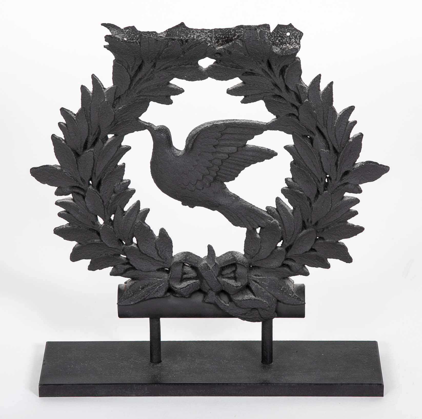 19th Century Cast Iron Dove in Wreath