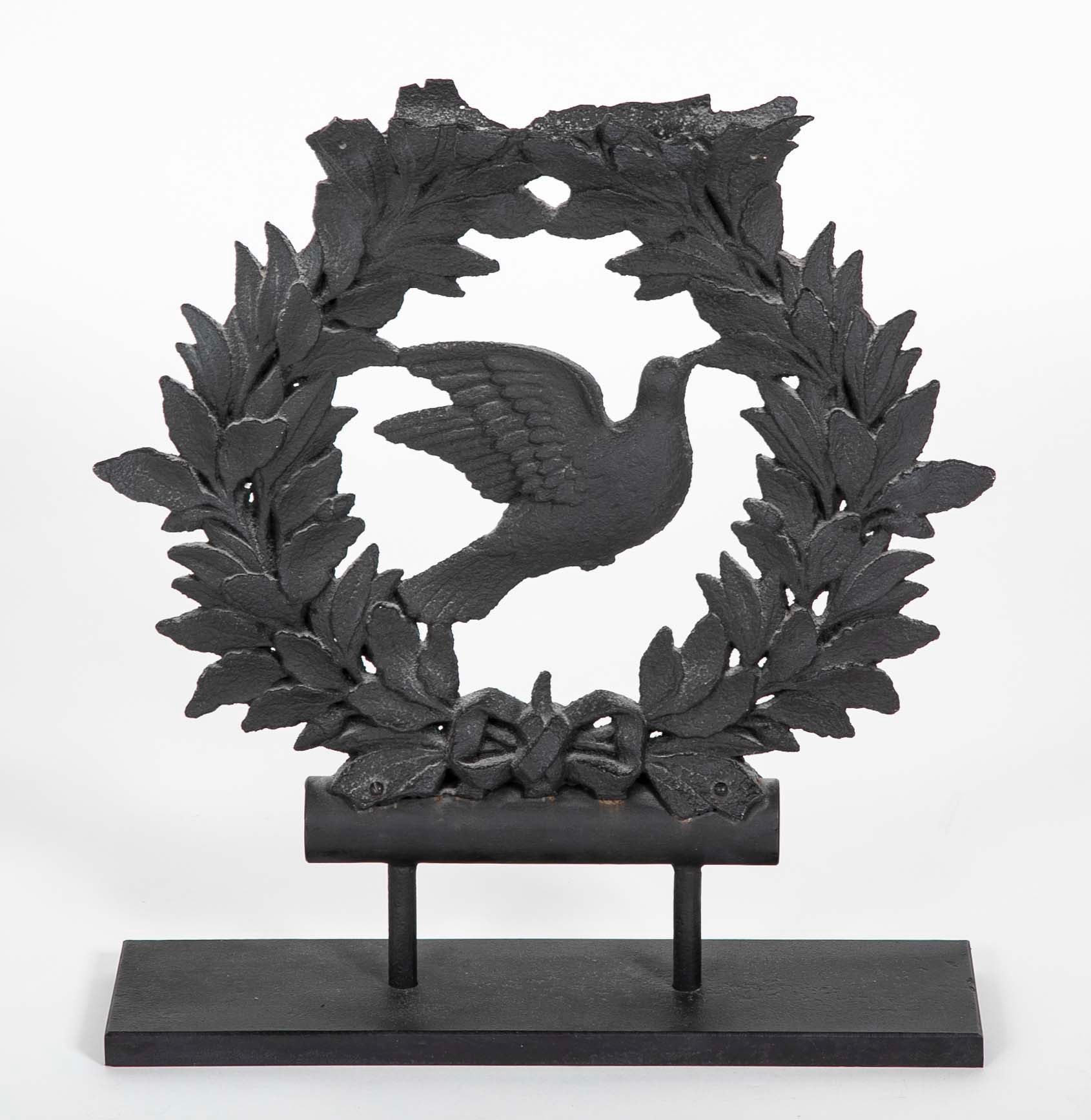 19th Century Cast Iron Dove in Wreath