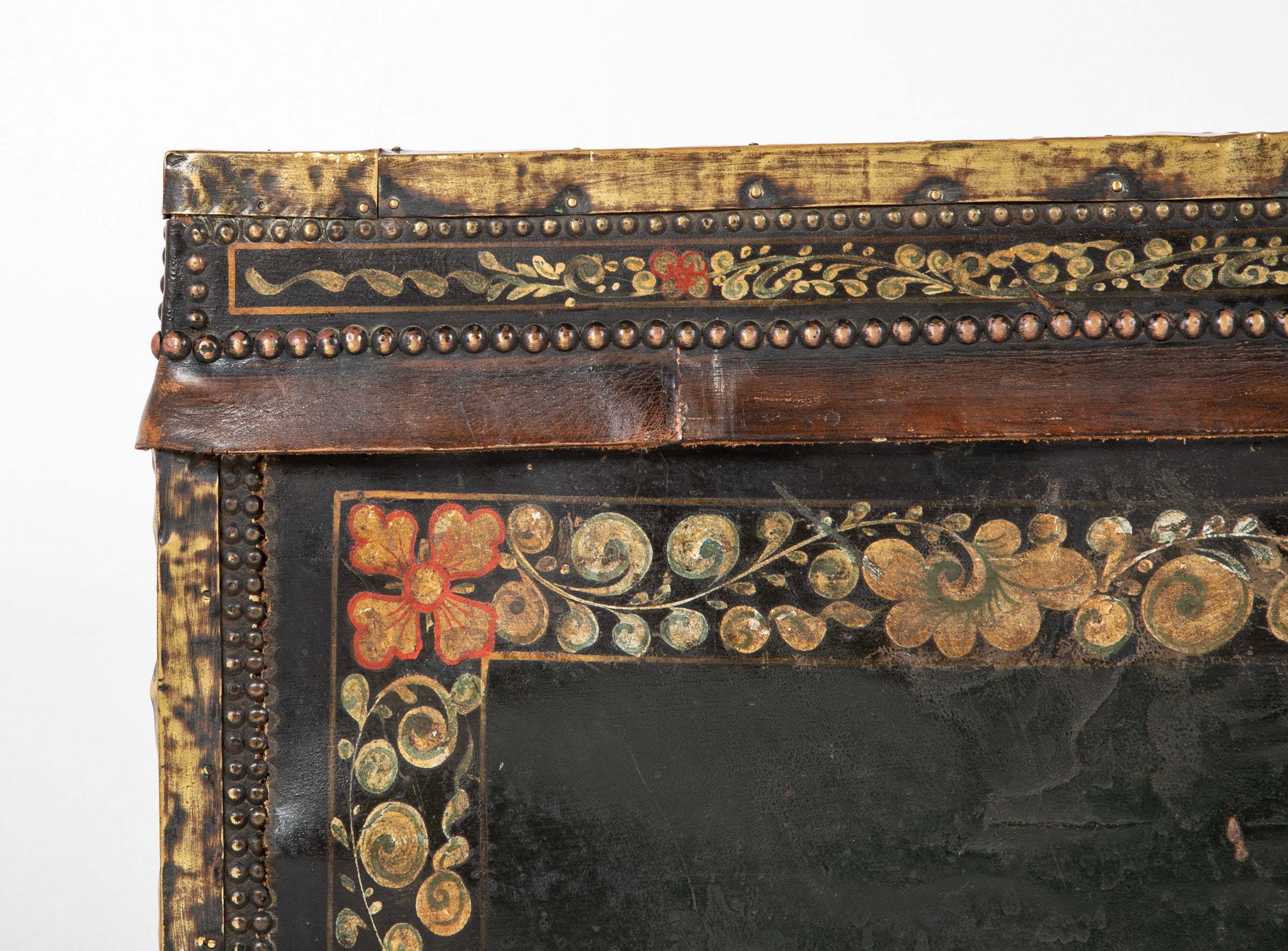 Chinese Export Leather Covered Camphorwood Trunk