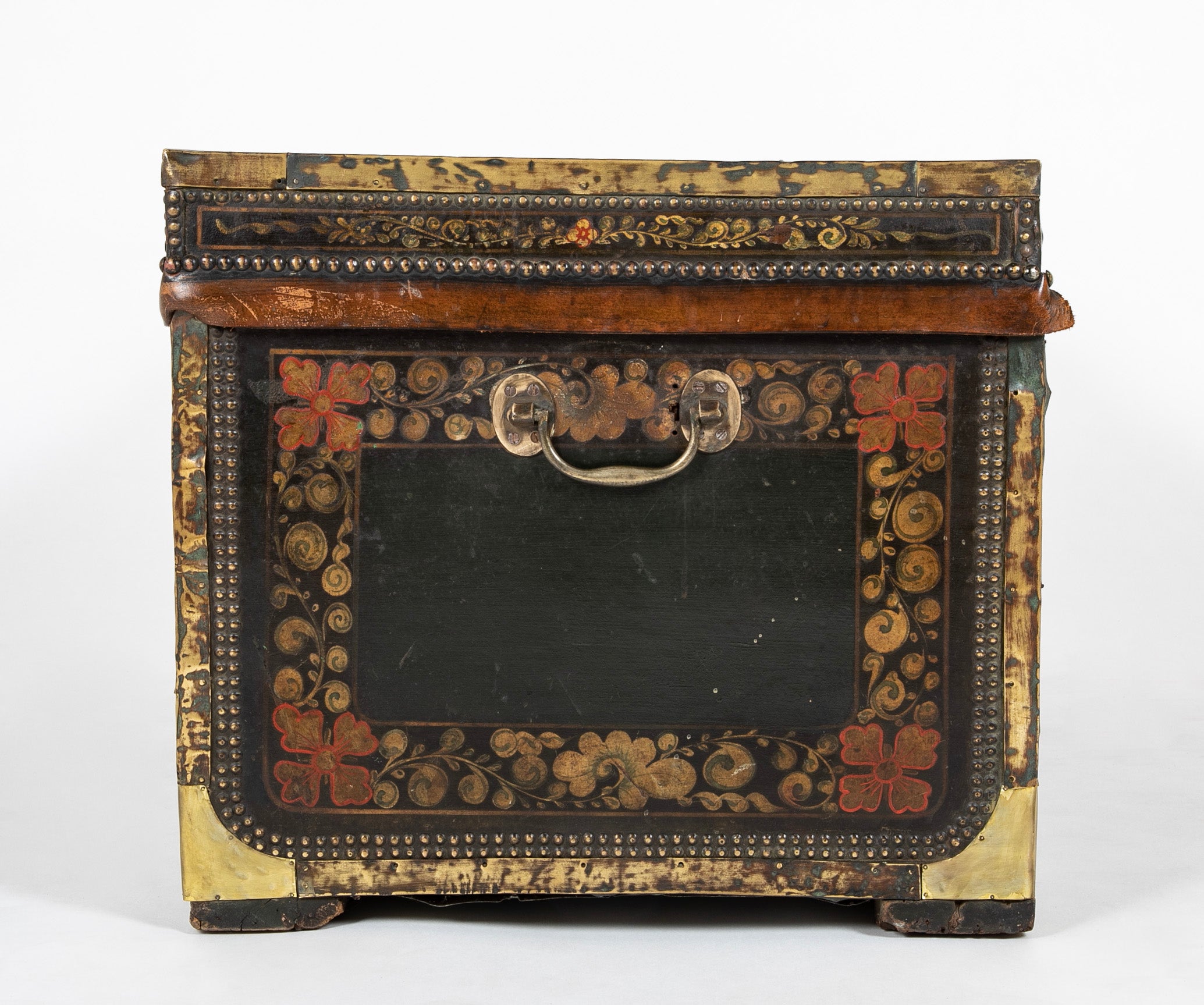 Chinese Export Leather Covered Camphorwood Trunk