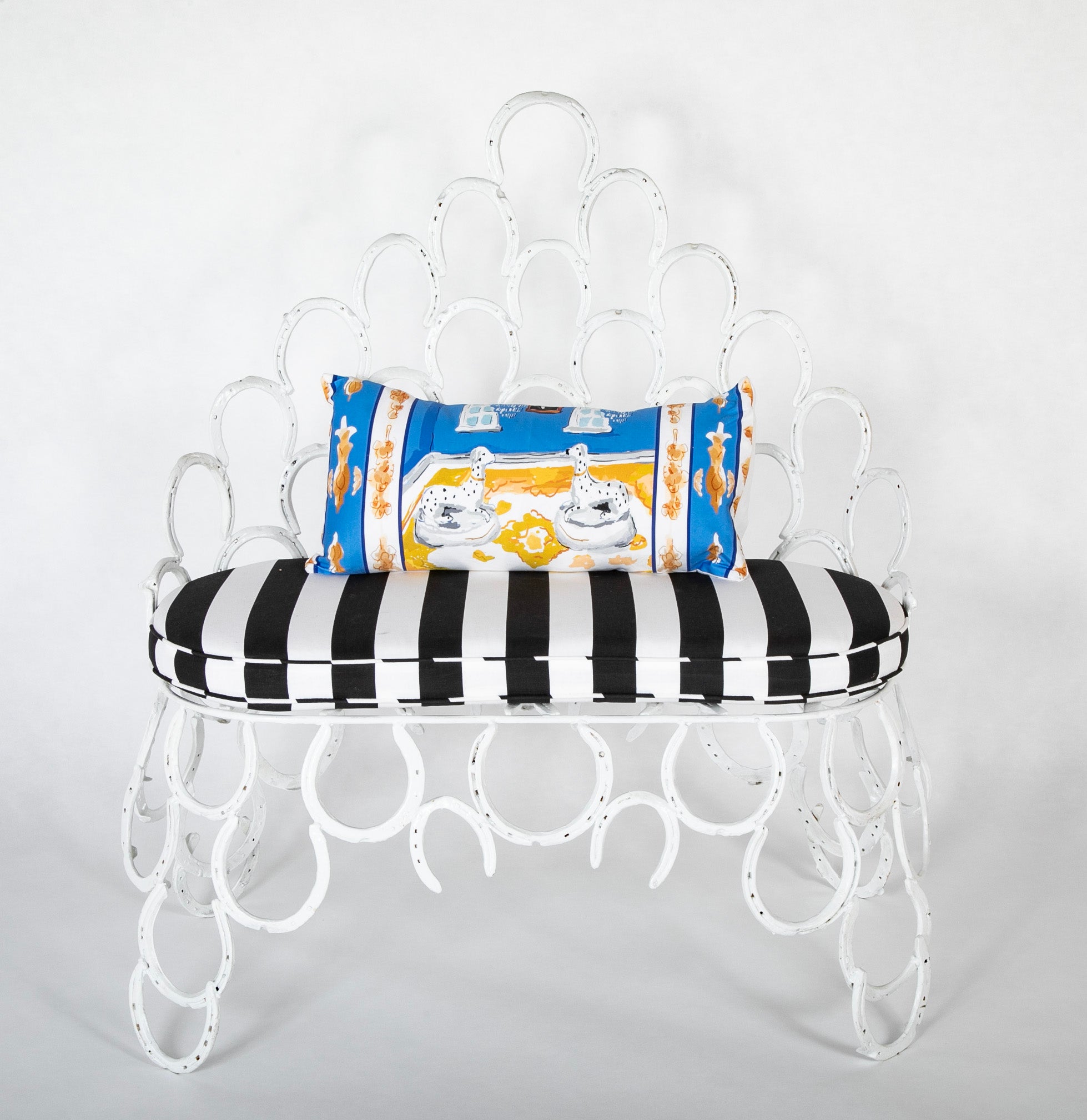 Three Piece Set of Garden Furniture Made from Old Horseshoes