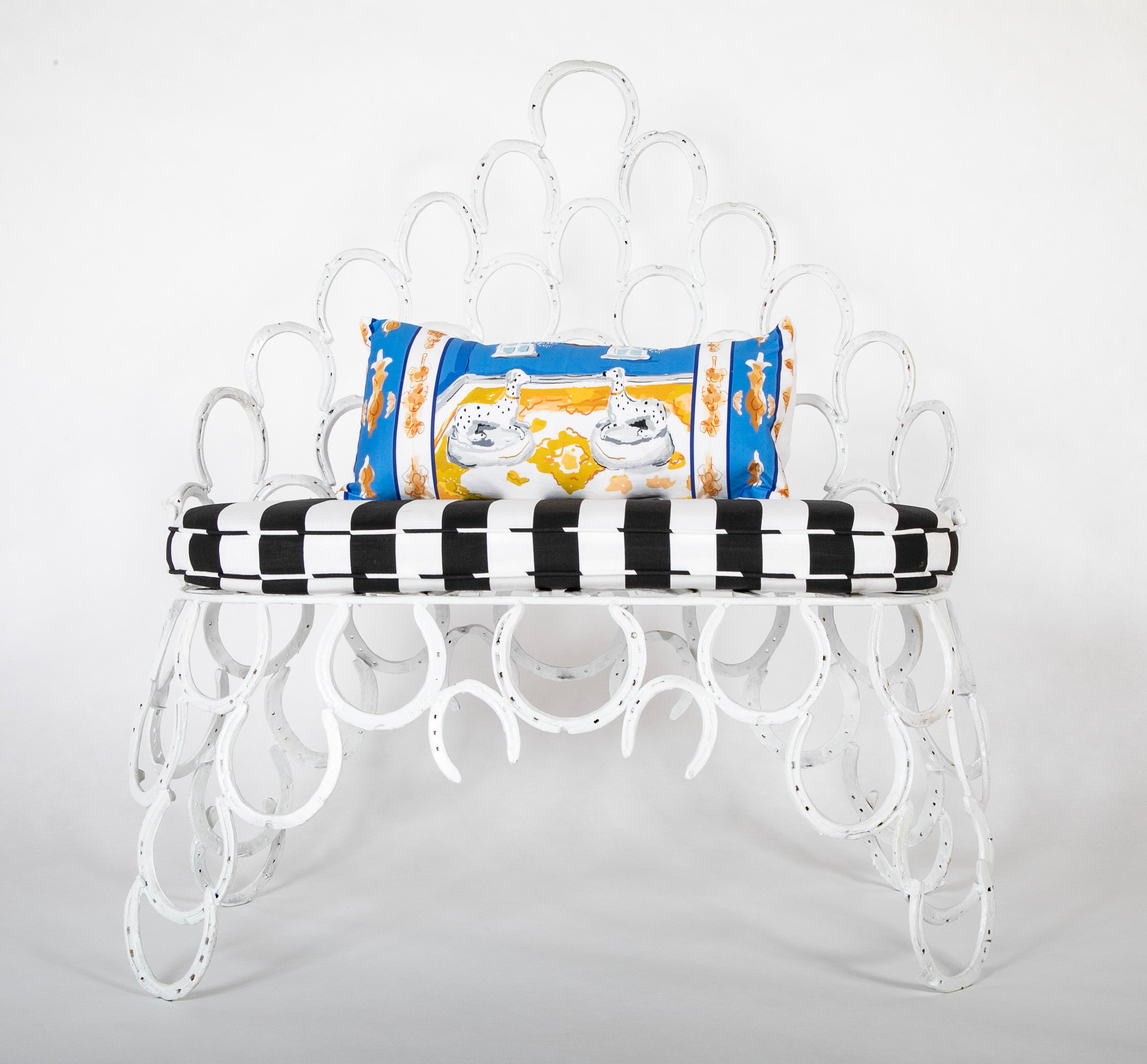 Three Piece Set of Garden Furniture Made from Old Horseshoes