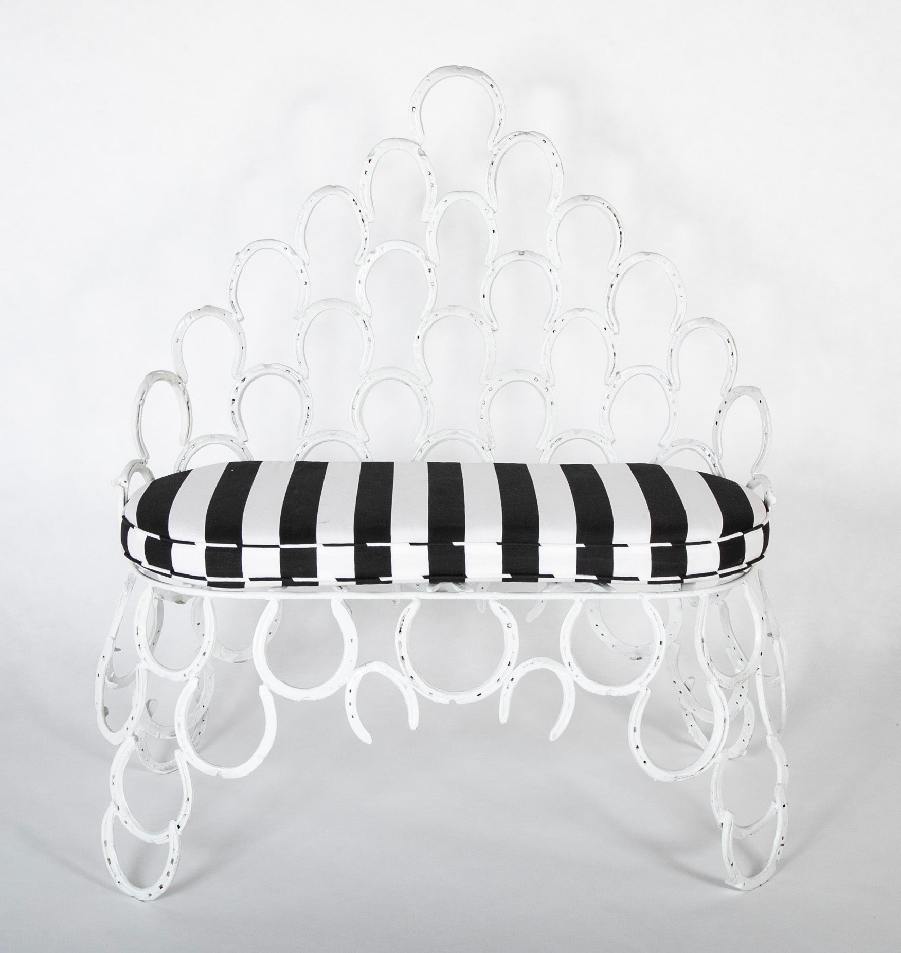 Three Piece Set of Garden Furniture Made from Old Horseshoes