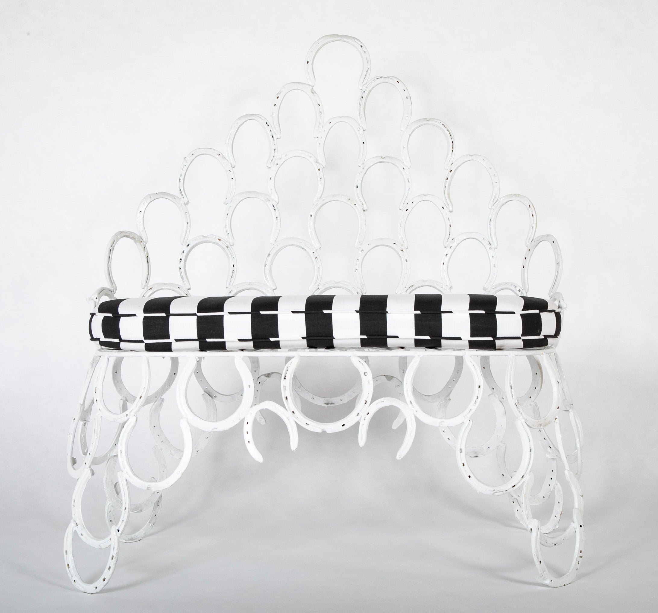 Three Piece Set of Garden Furniture Made from Old Horseshoes
