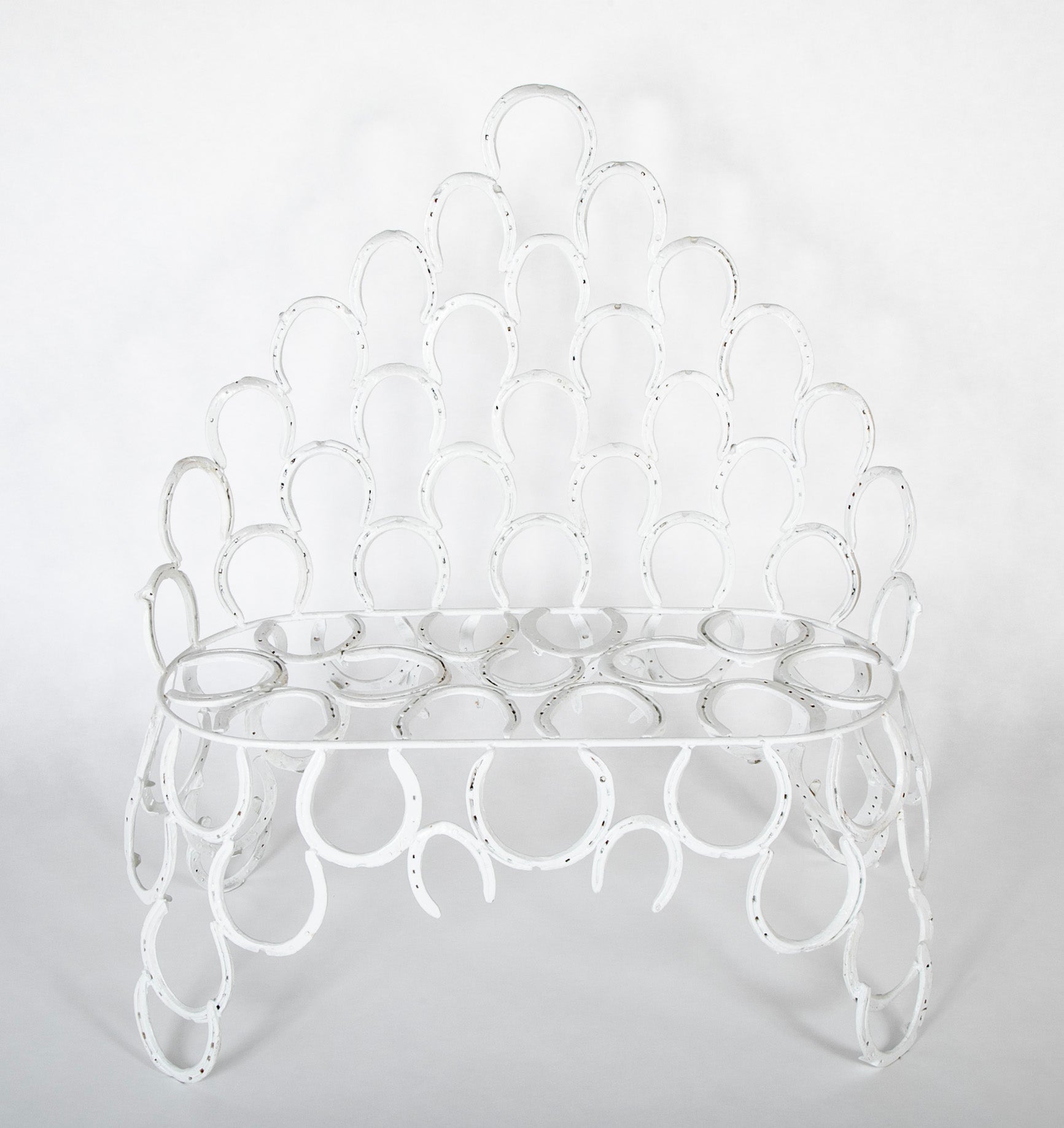 Three Piece Set of Garden Furniture Made from Old Horseshoes