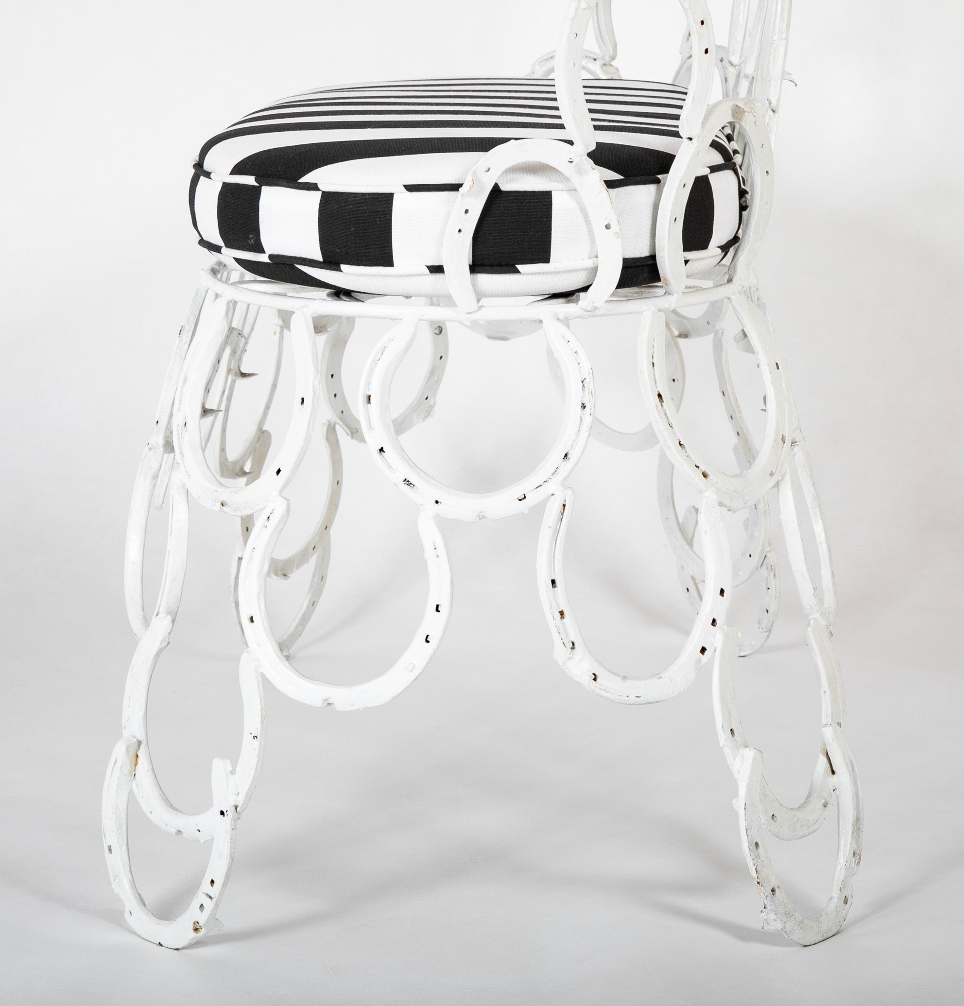 Three Piece Set of Garden Furniture Made from Old Horseshoes