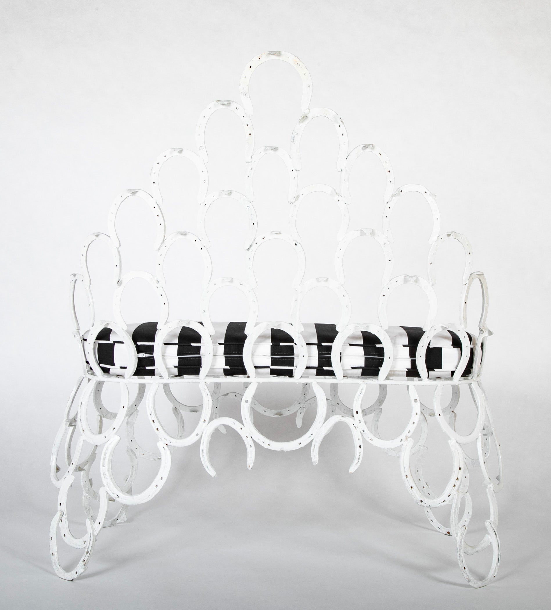 Three Piece Set of Garden Furniture Made from Old Horseshoes