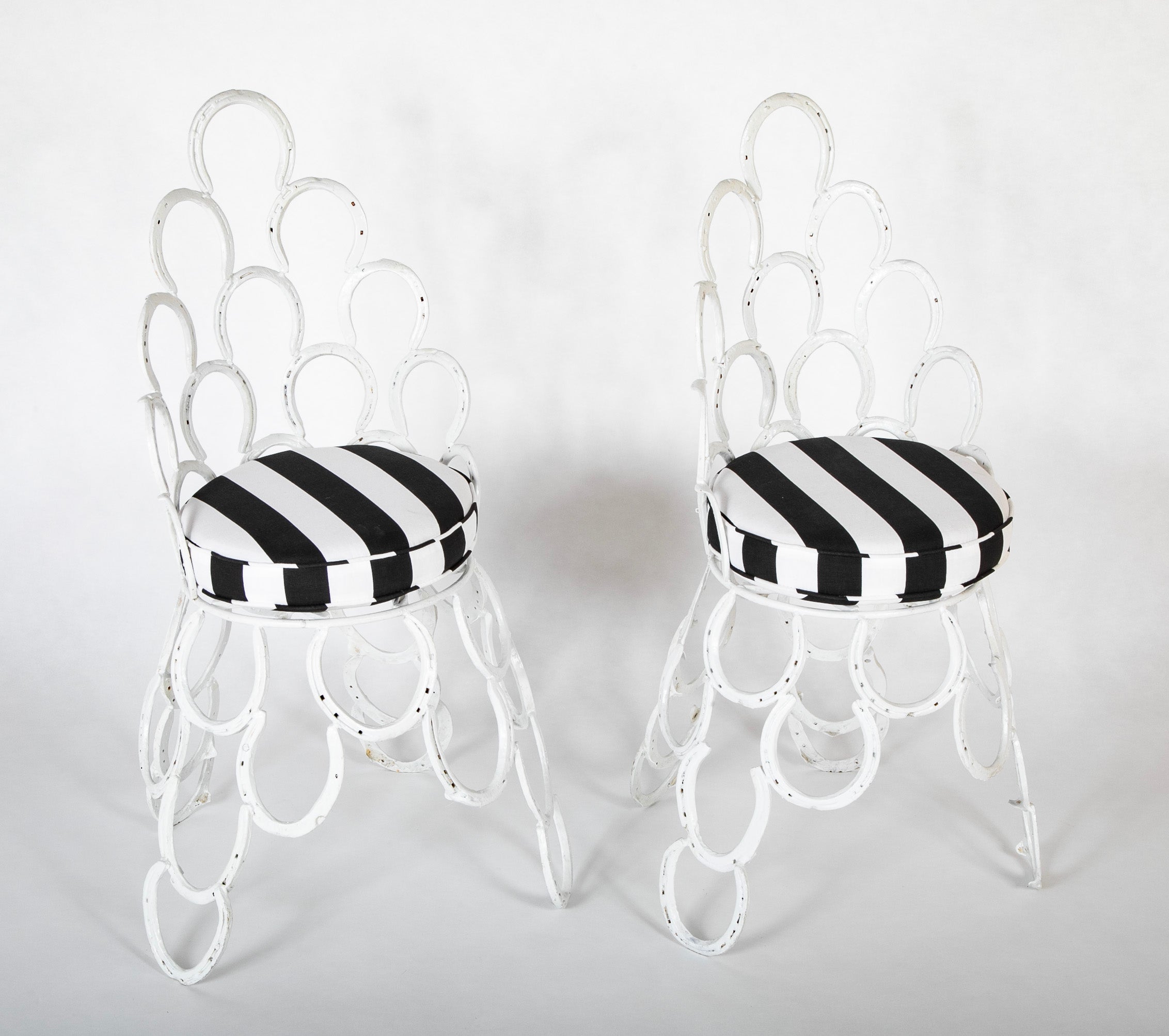 Three Piece Set of Garden Furniture Made from Old Horseshoes