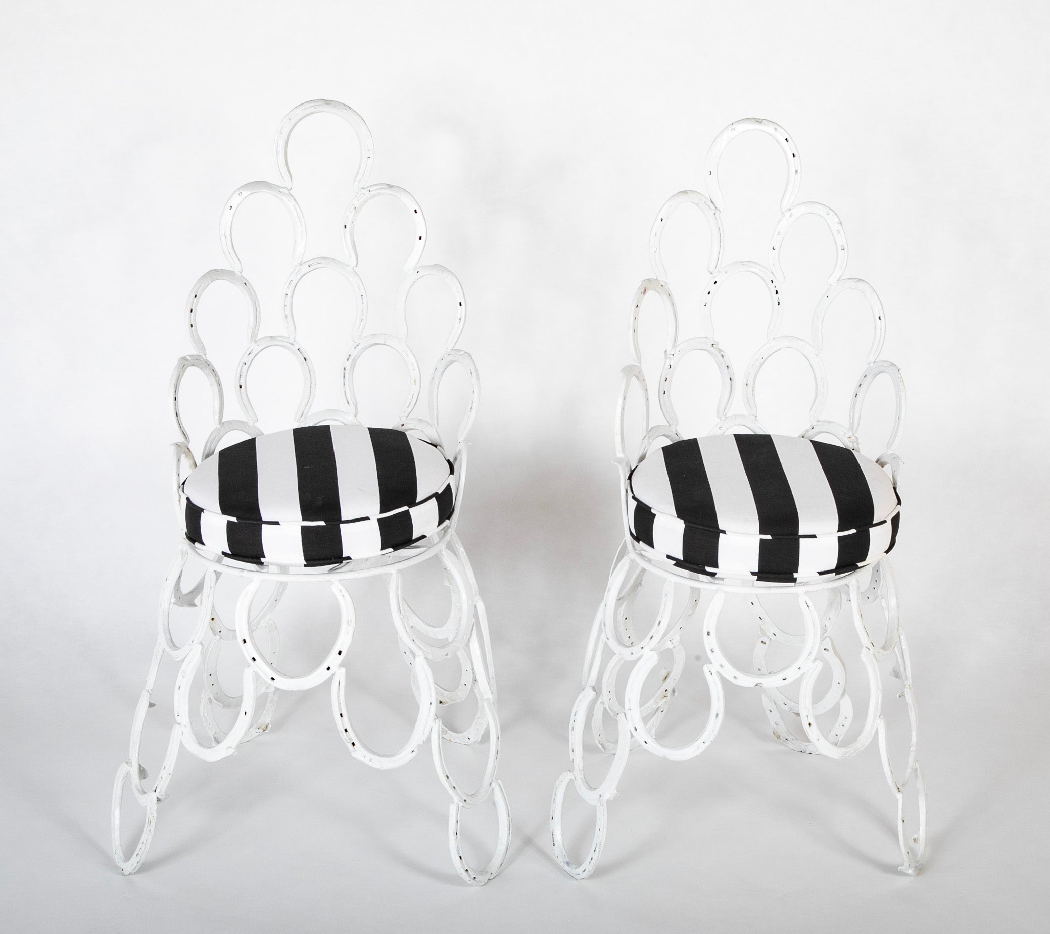 Three Piece Set of Garden Furniture Made from Old Horseshoes