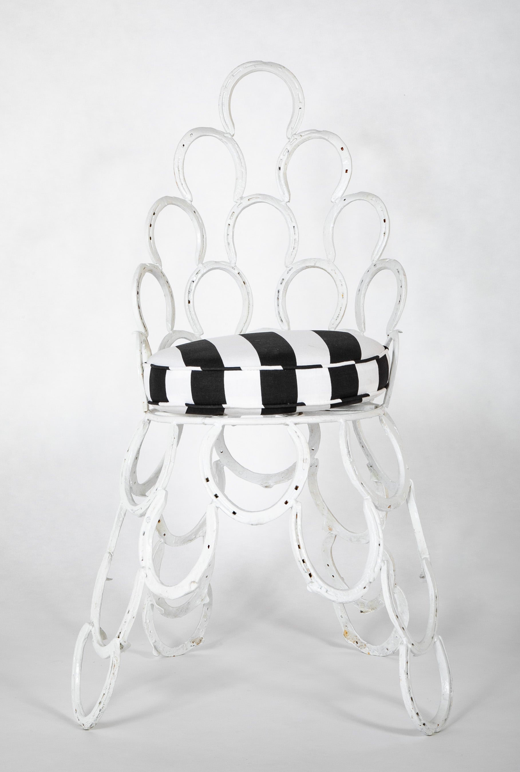 Three Piece Set of Garden Furniture Made from Old Horseshoes