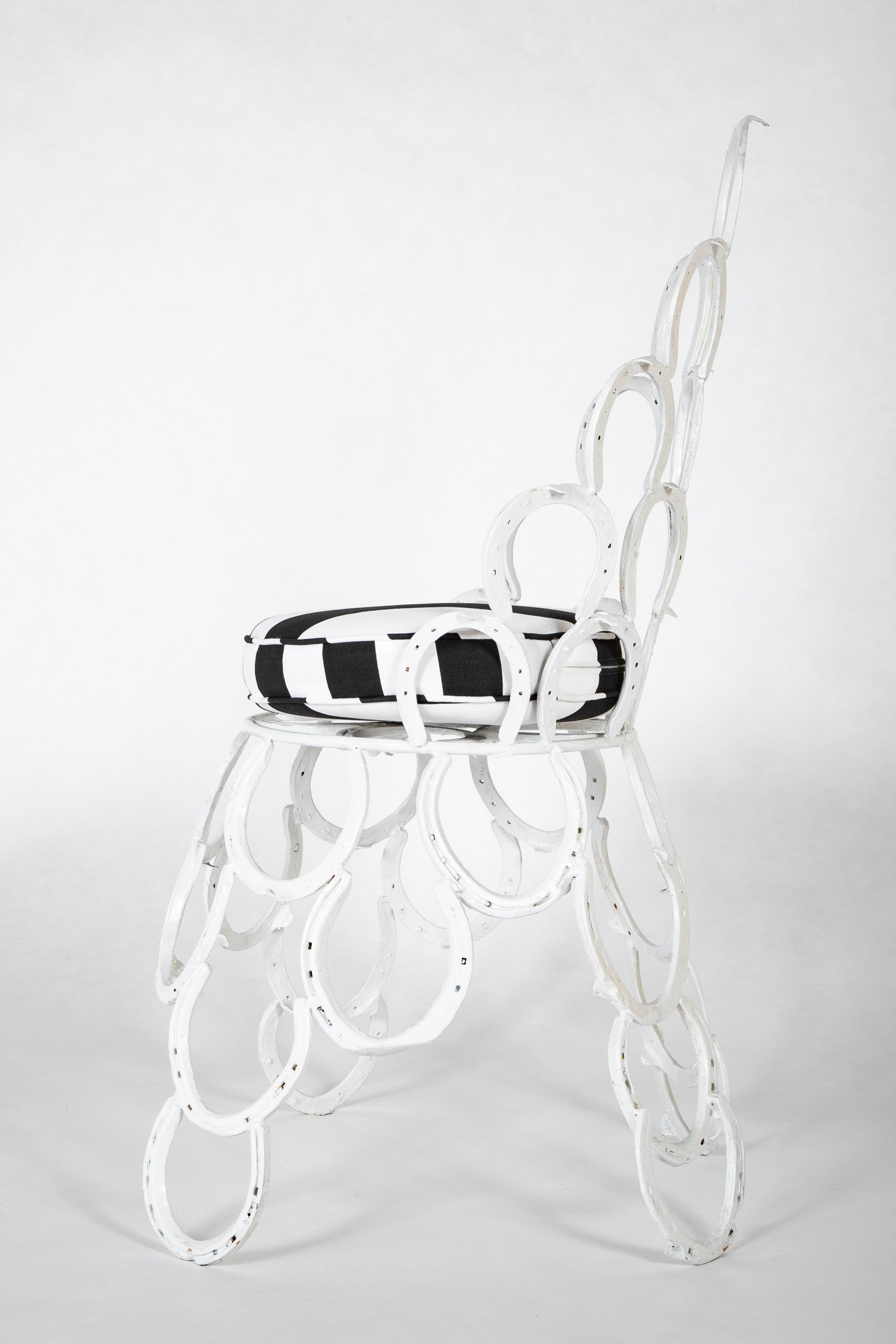 Three Piece Set of Garden Furniture Made from Old Horseshoes