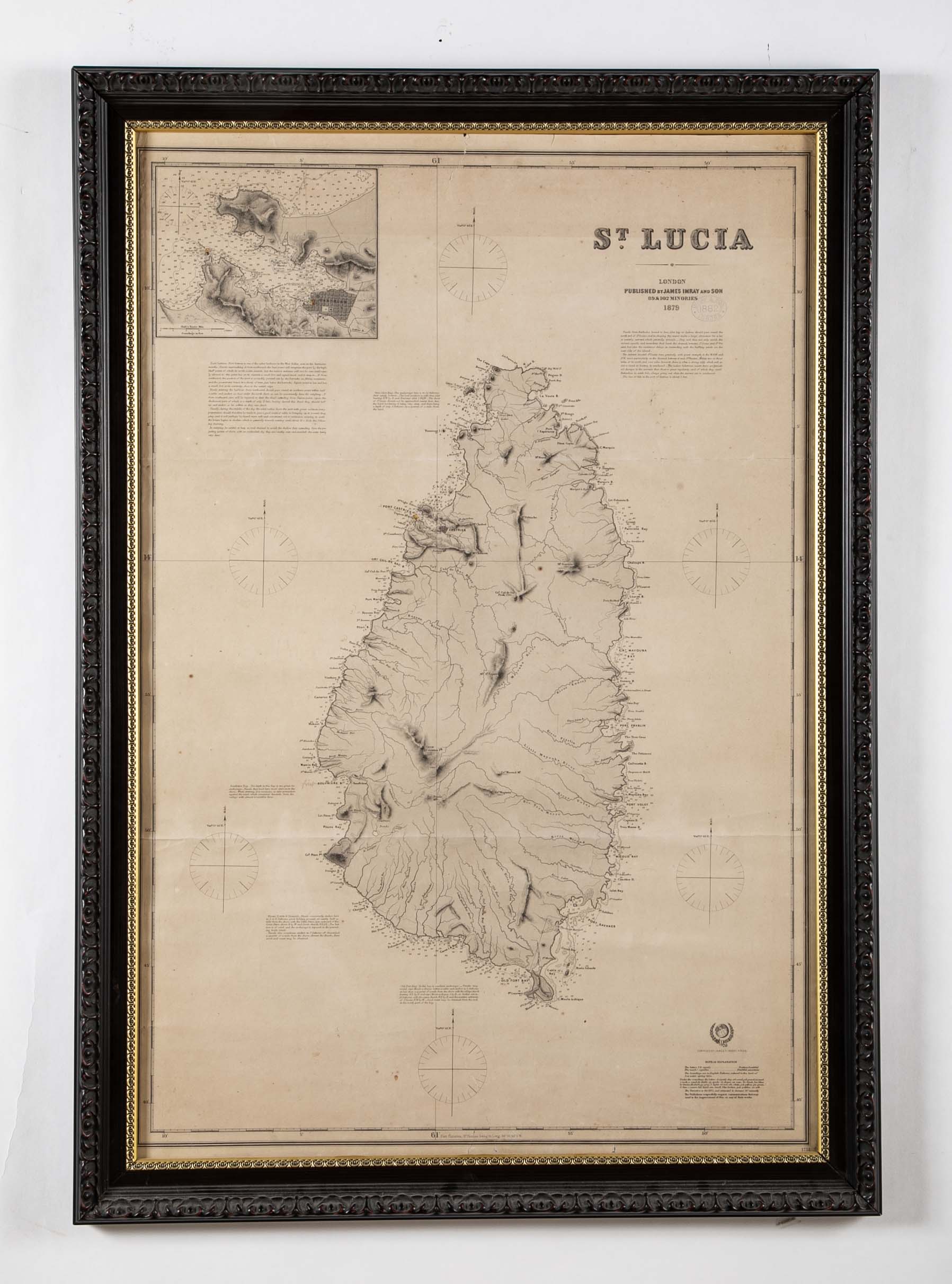 Original Chart of St. Lucia, Windward Islands, Published by James Imray & Son