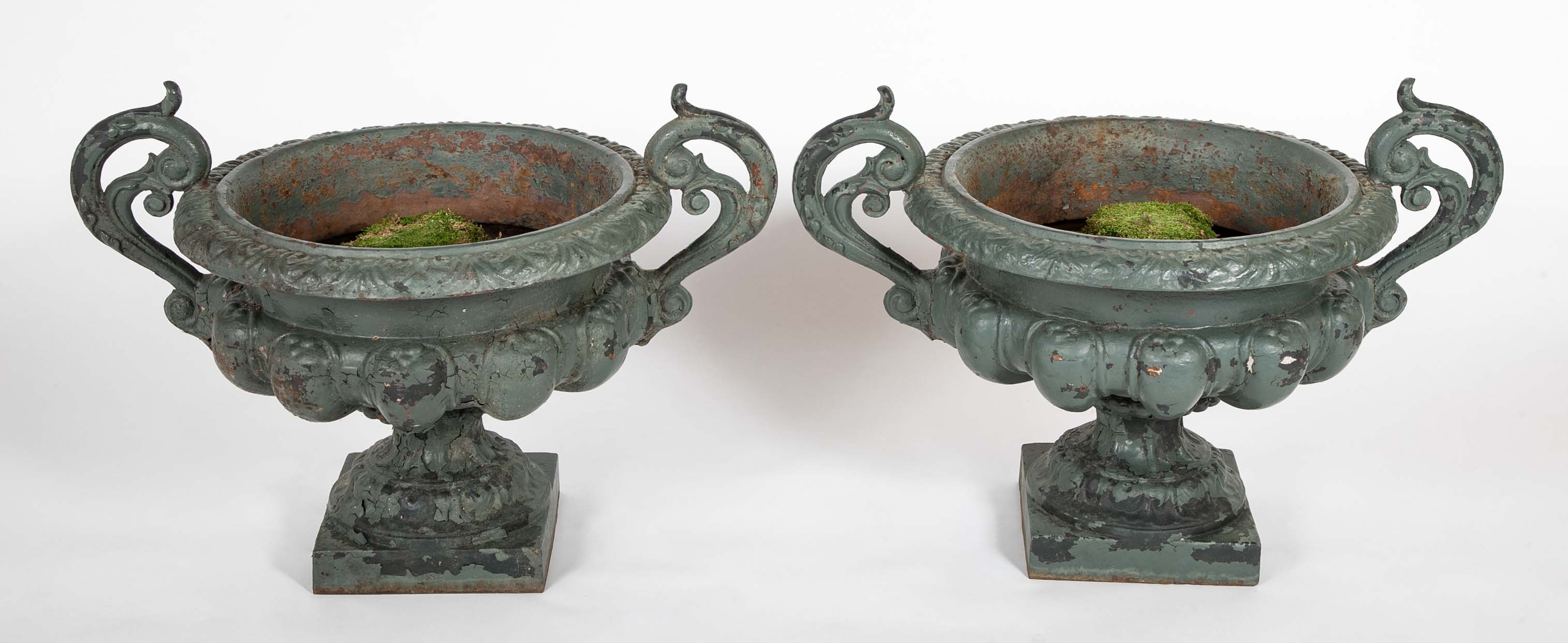 Pair of Large Late 19th Century Cast Iron Planters