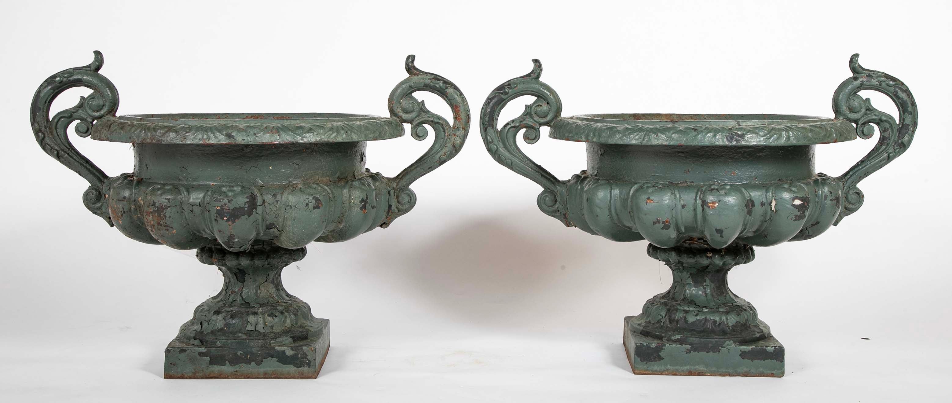 Pair of Large Late 19th Century Cast Iron Planters