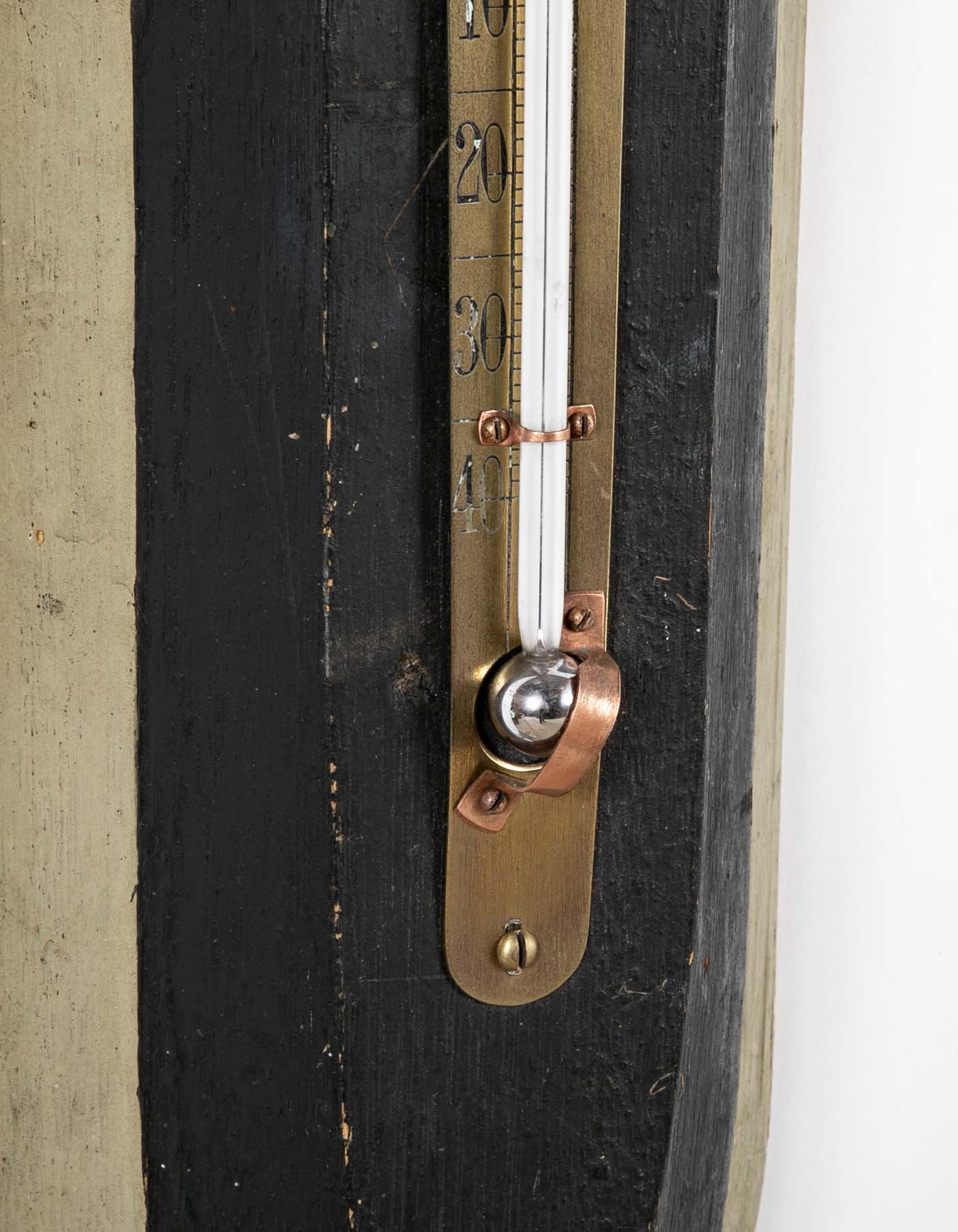 Carved Wood Painted Ship Hull with Thermometer