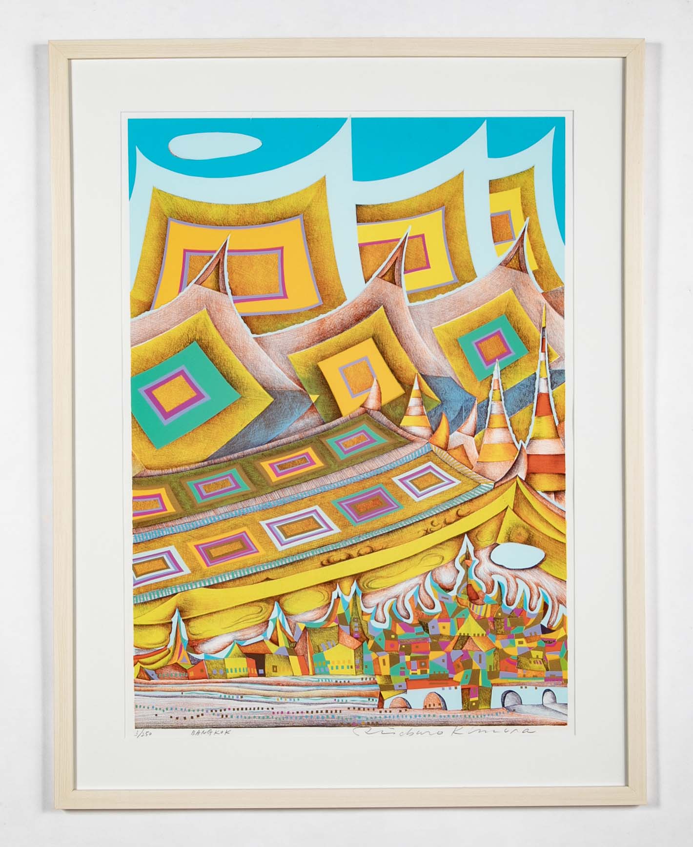 "Bangkok" Original Print by Japanese Artist Risaburo Kimura