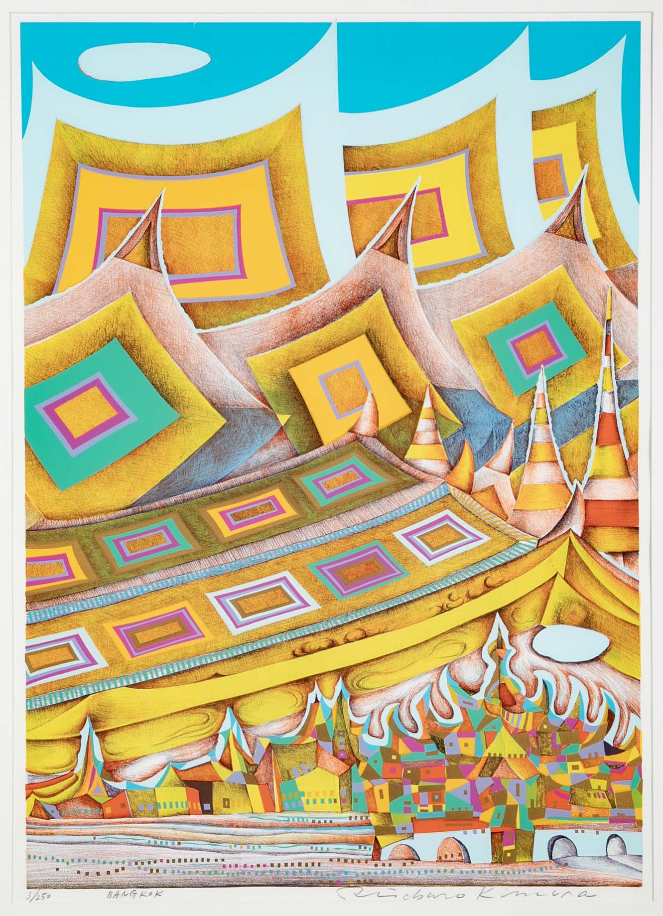 "Bangkok" Original Print by Japanese Artist Risaburo Kimura