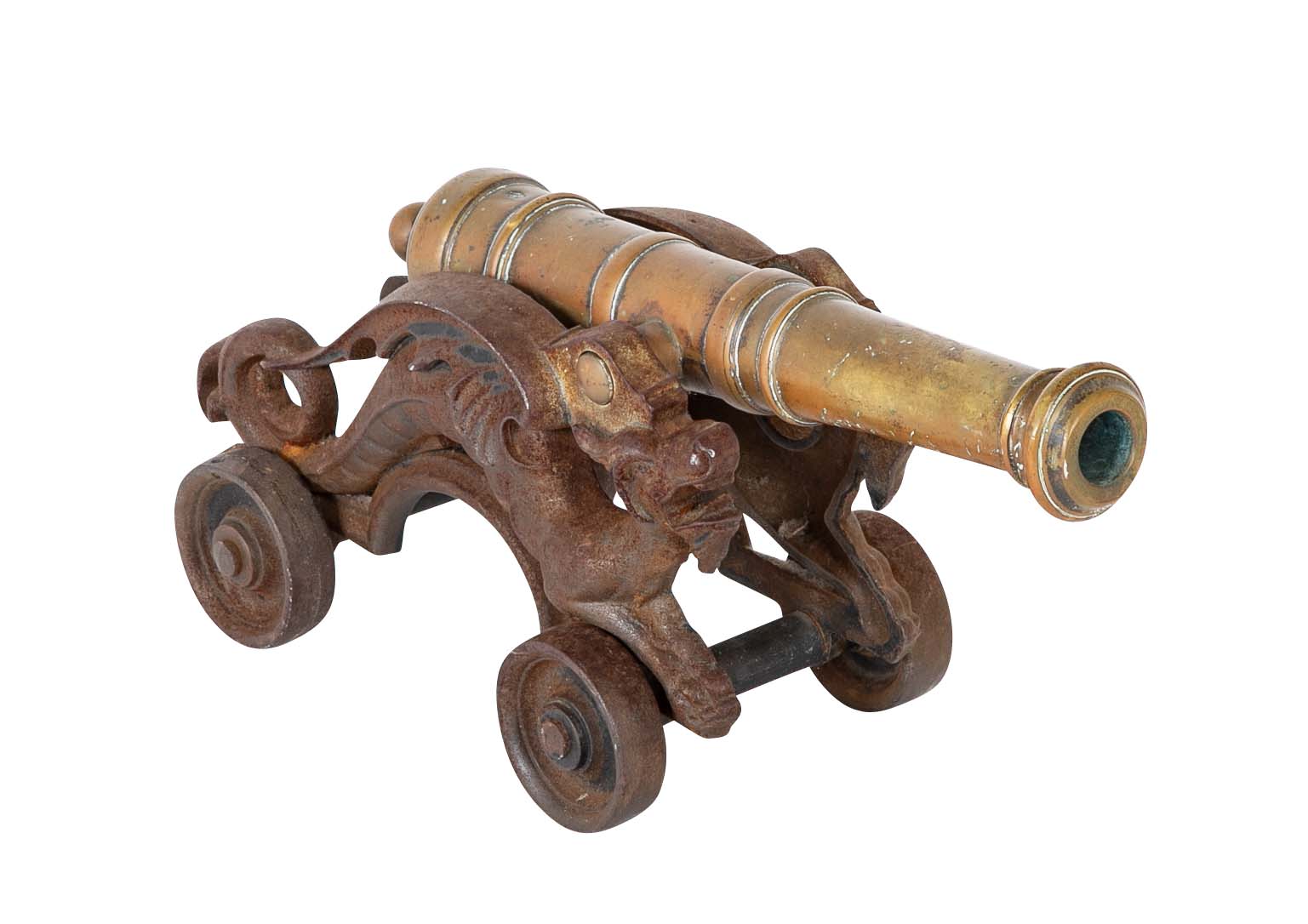 An 18th Century Bronze Cannon Barrel on 19th Century Dragon Shaped Base
