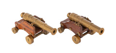Pair of 19th Century Brass Signal Cannons on Wood Bases