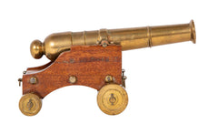 Pair of 19th Century Brass Signal Cannons on Wood Bases