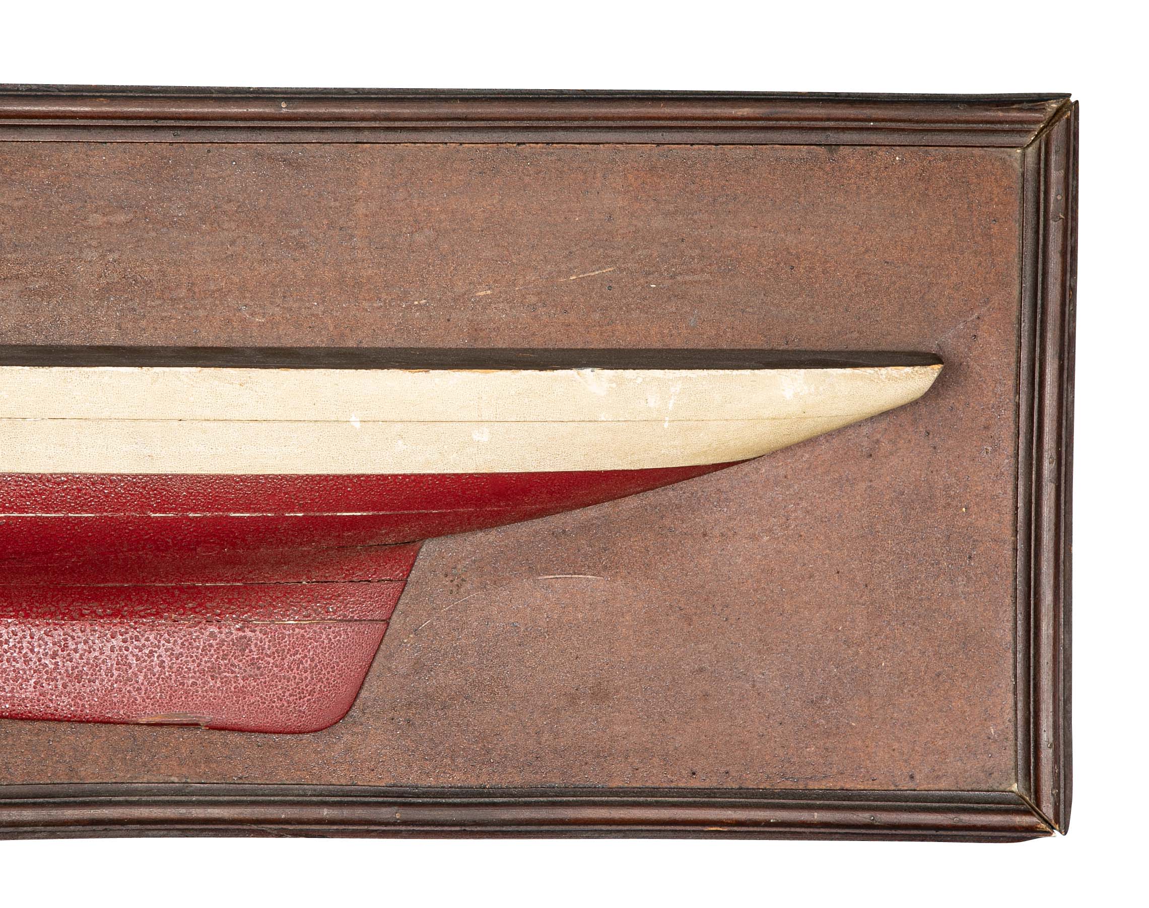 Antique American Half Hull with Original Paint and Backboard