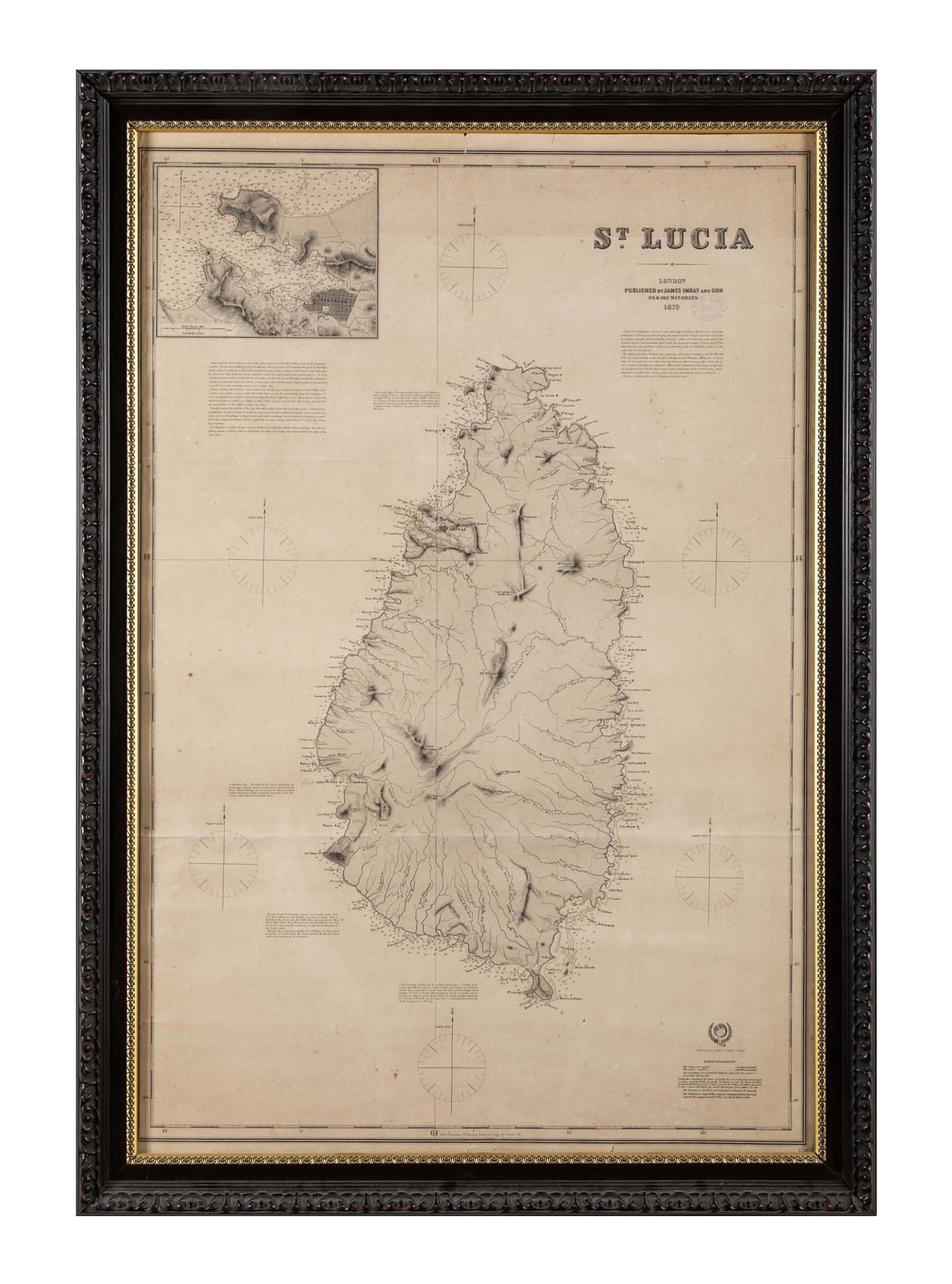Original Chart of St. Lucia, Windward Islands, Published by James Imray & Son