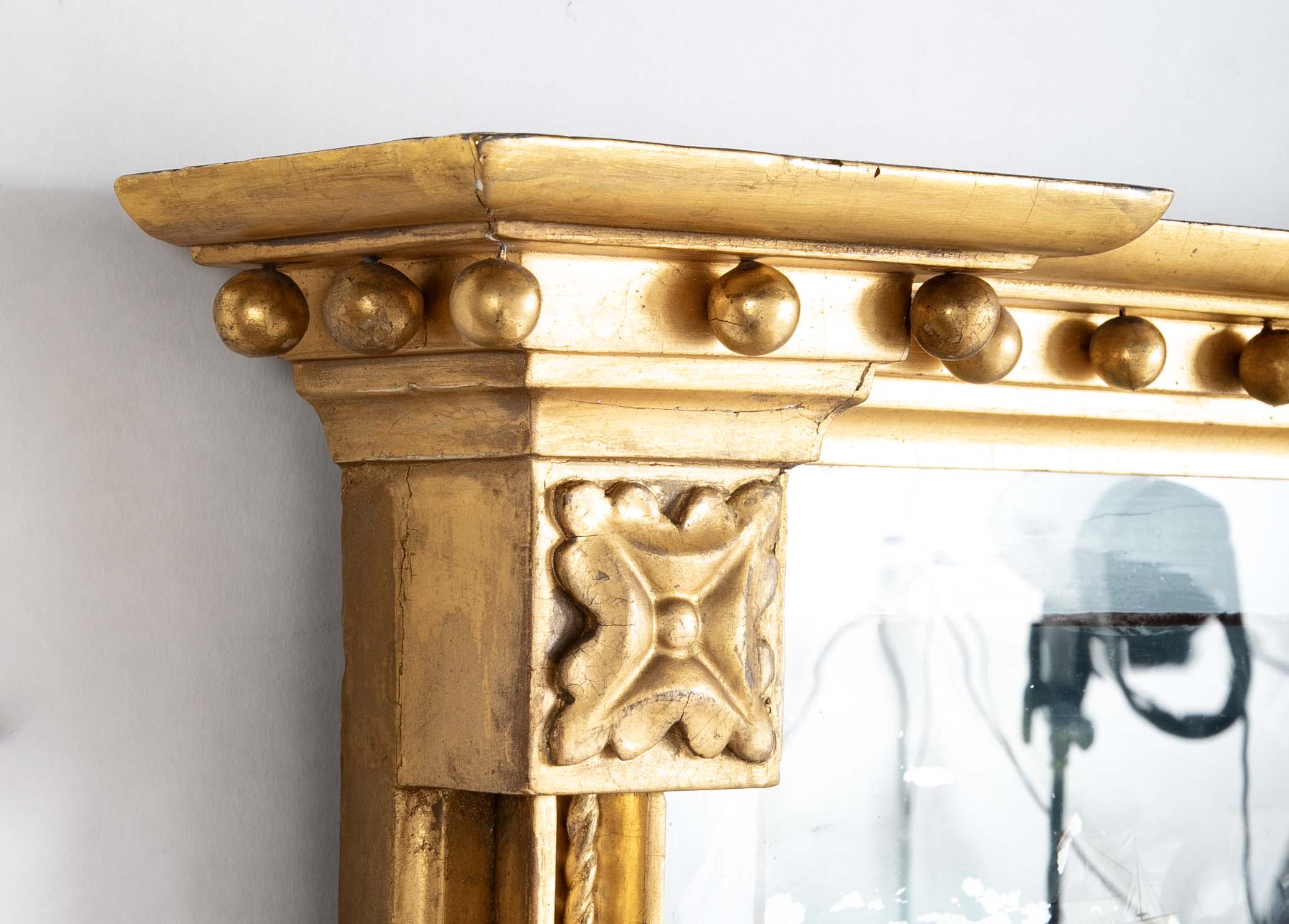 American Mirror with Eglomise Panel Showing War of 1812 Battle Between USS Wasp & HMS Frolic