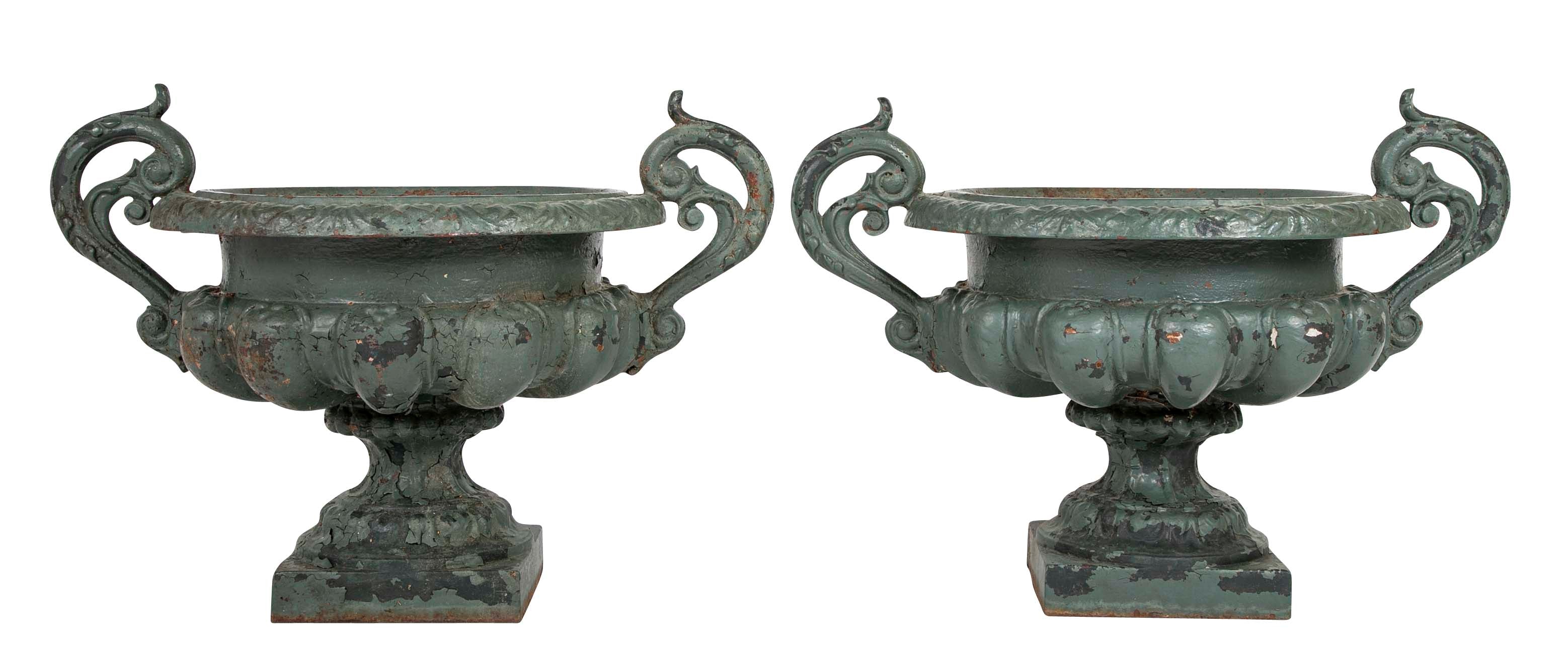 Pair of Large Late 19th Century Cast Iron Planters