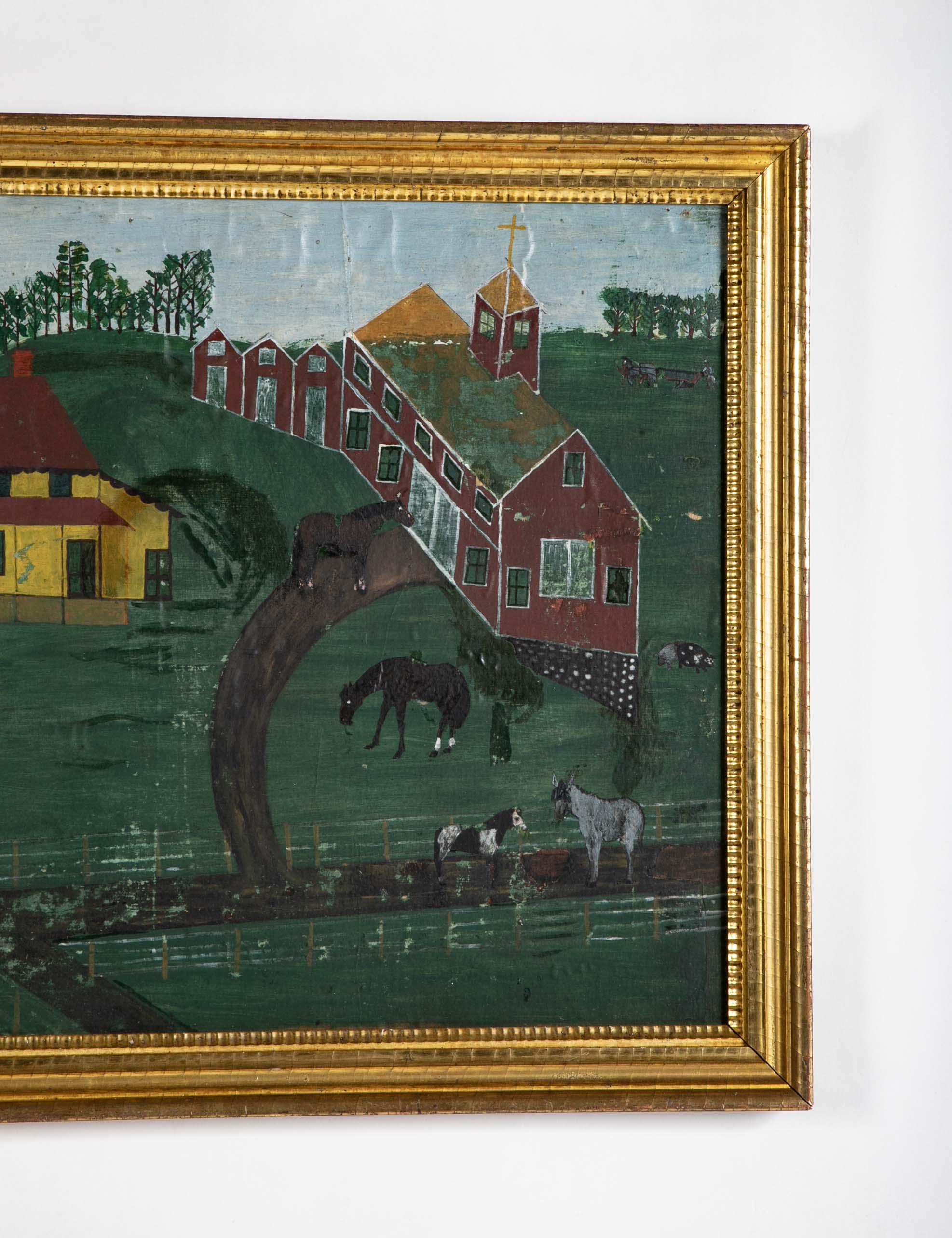 Mid 19th Century Berks County, PA Farm Scene Watercolor