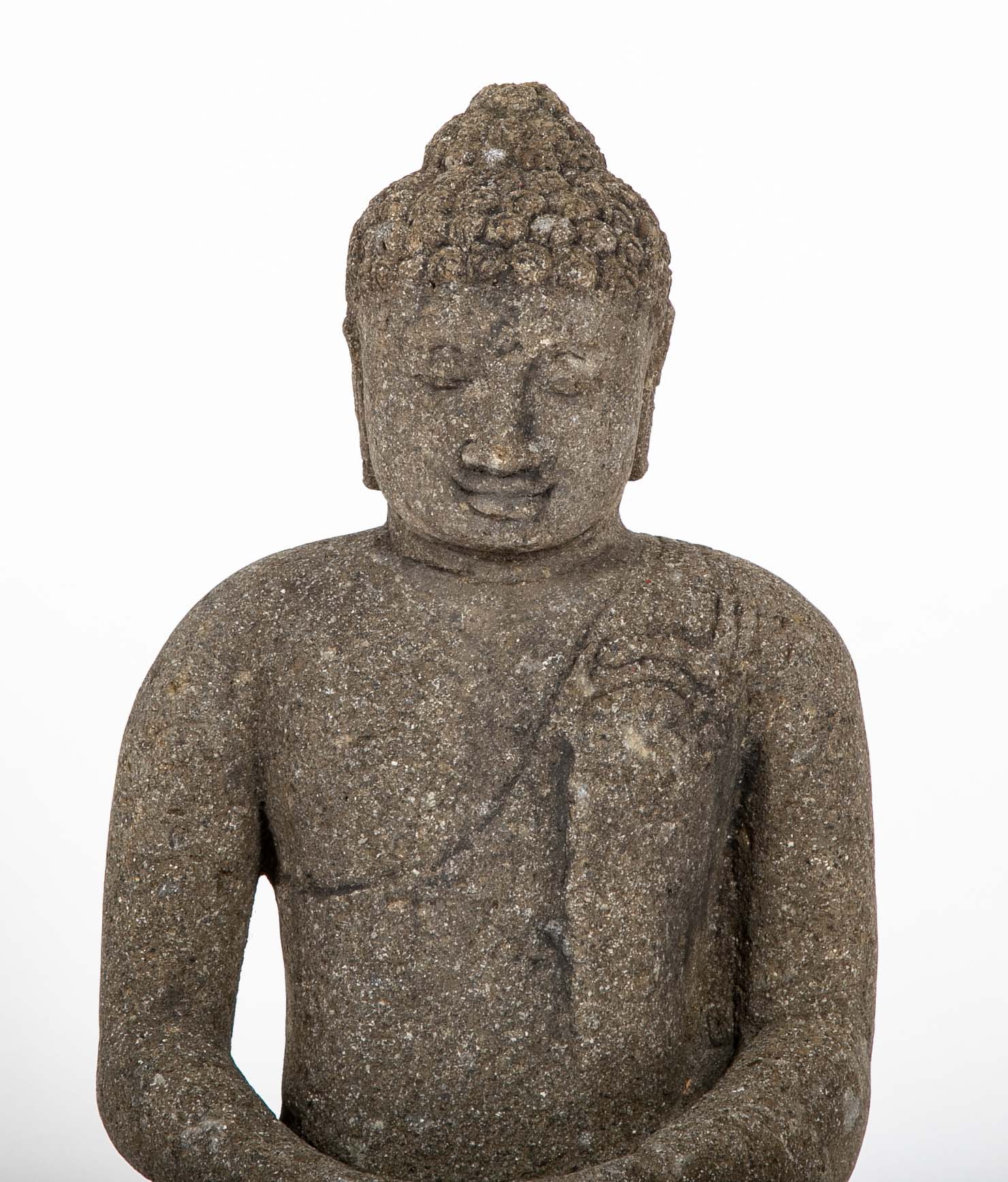 Green River Stone Sculpture of a Seated Buddha from Bali