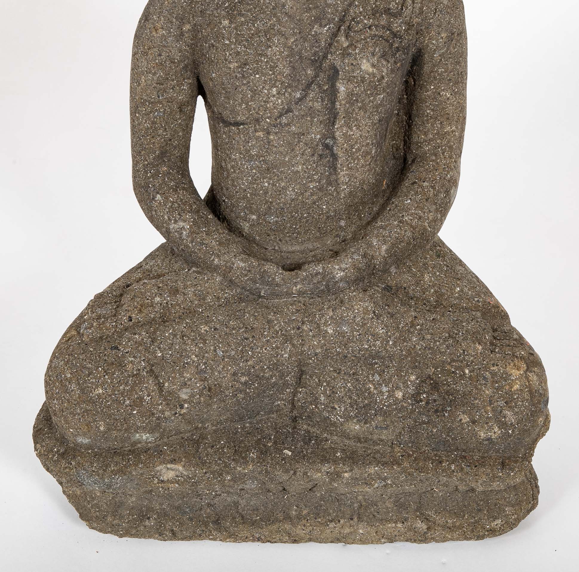 Green River Stone Sculpture of a Seated Buddha from Bali