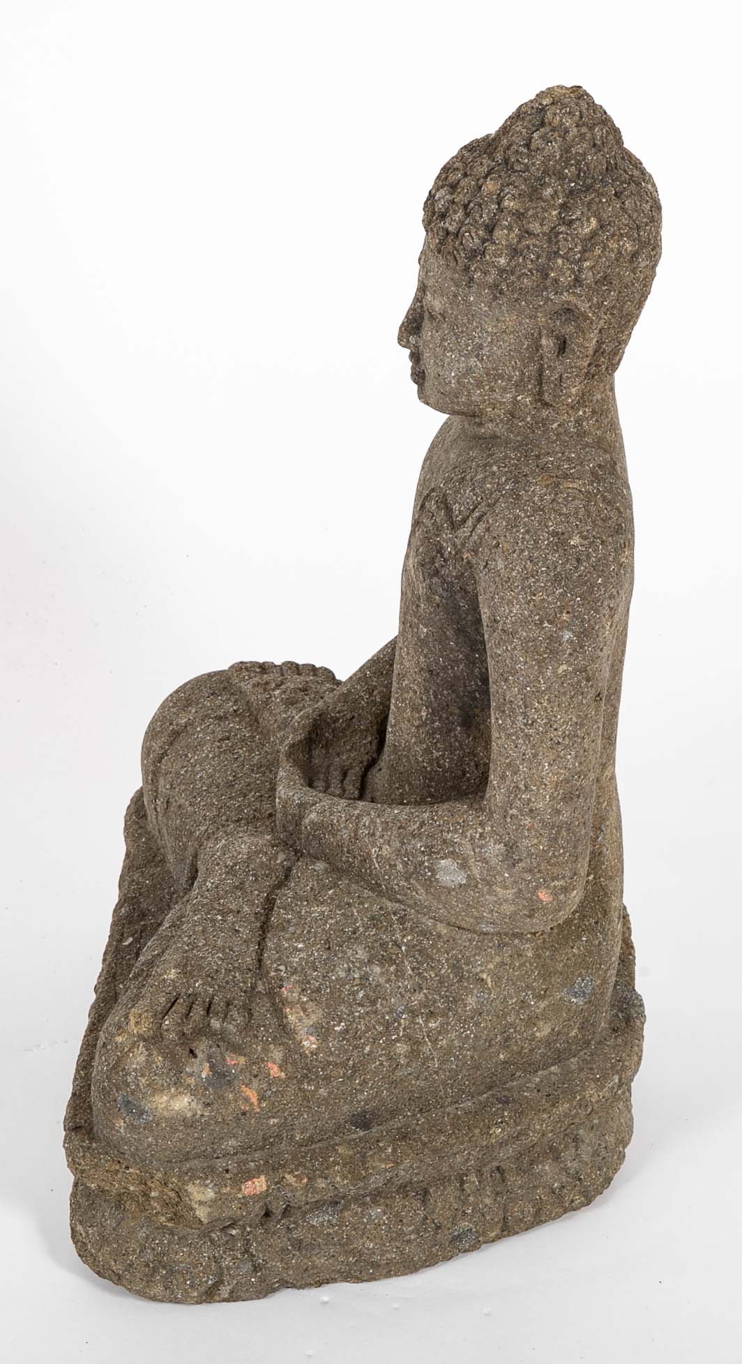 Green River Stone Sculpture of a Seated Buddha from Bali