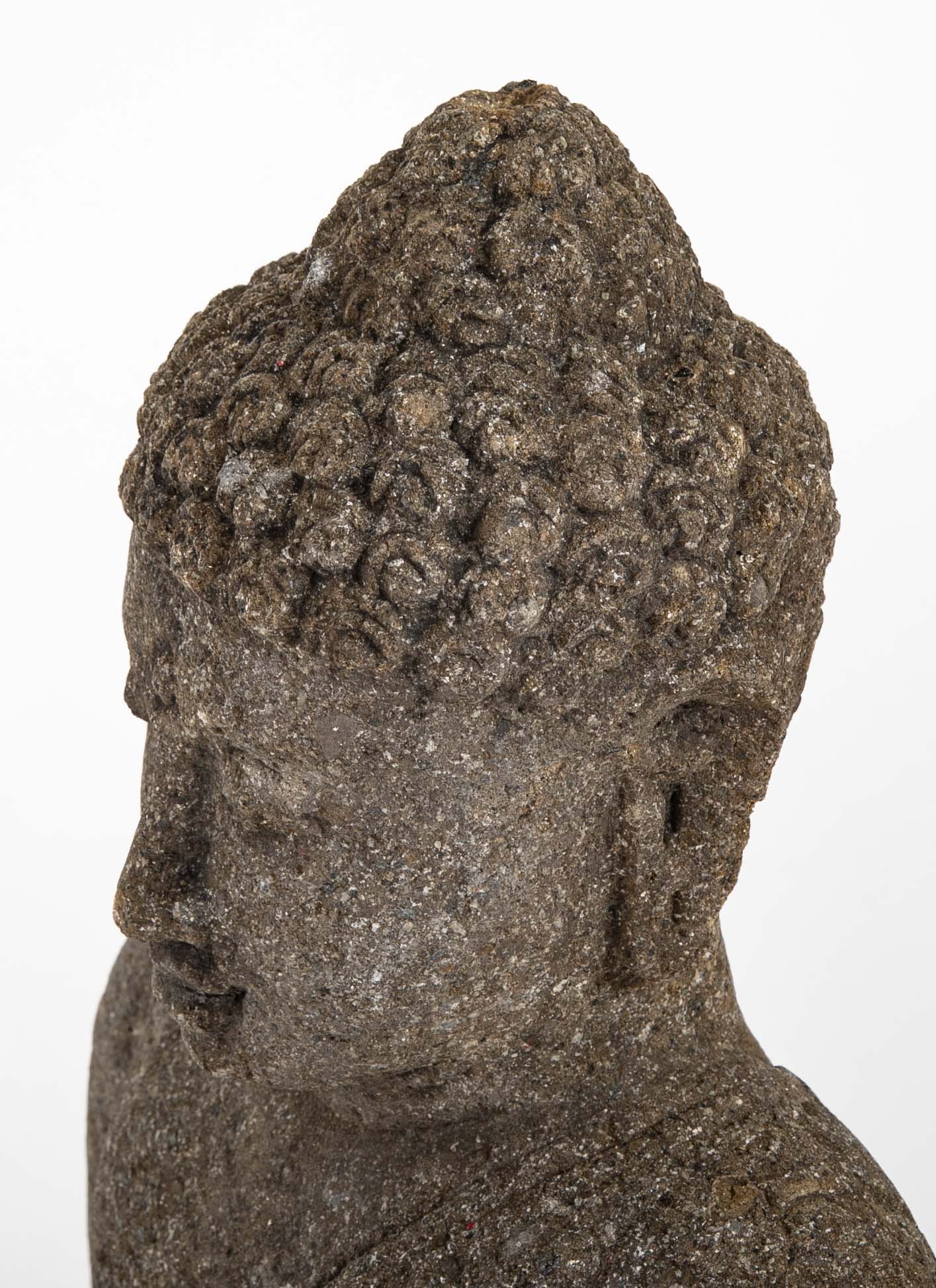 Green River Stone Sculpture of a Seated Buddha from Bali